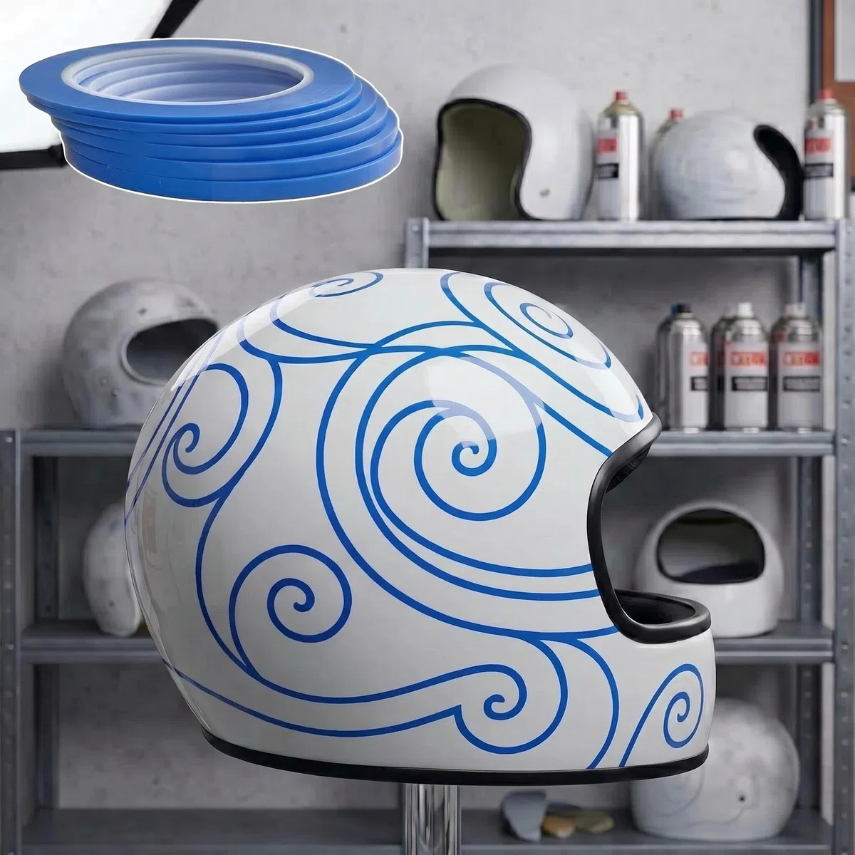 Fine Line Fineline - Cinta adhesiva de vinilo para pintura de automóviles, 2 mm, 2,5 mm, 3 mm, 4 mm, 5 mm, 6 unidades, color azul