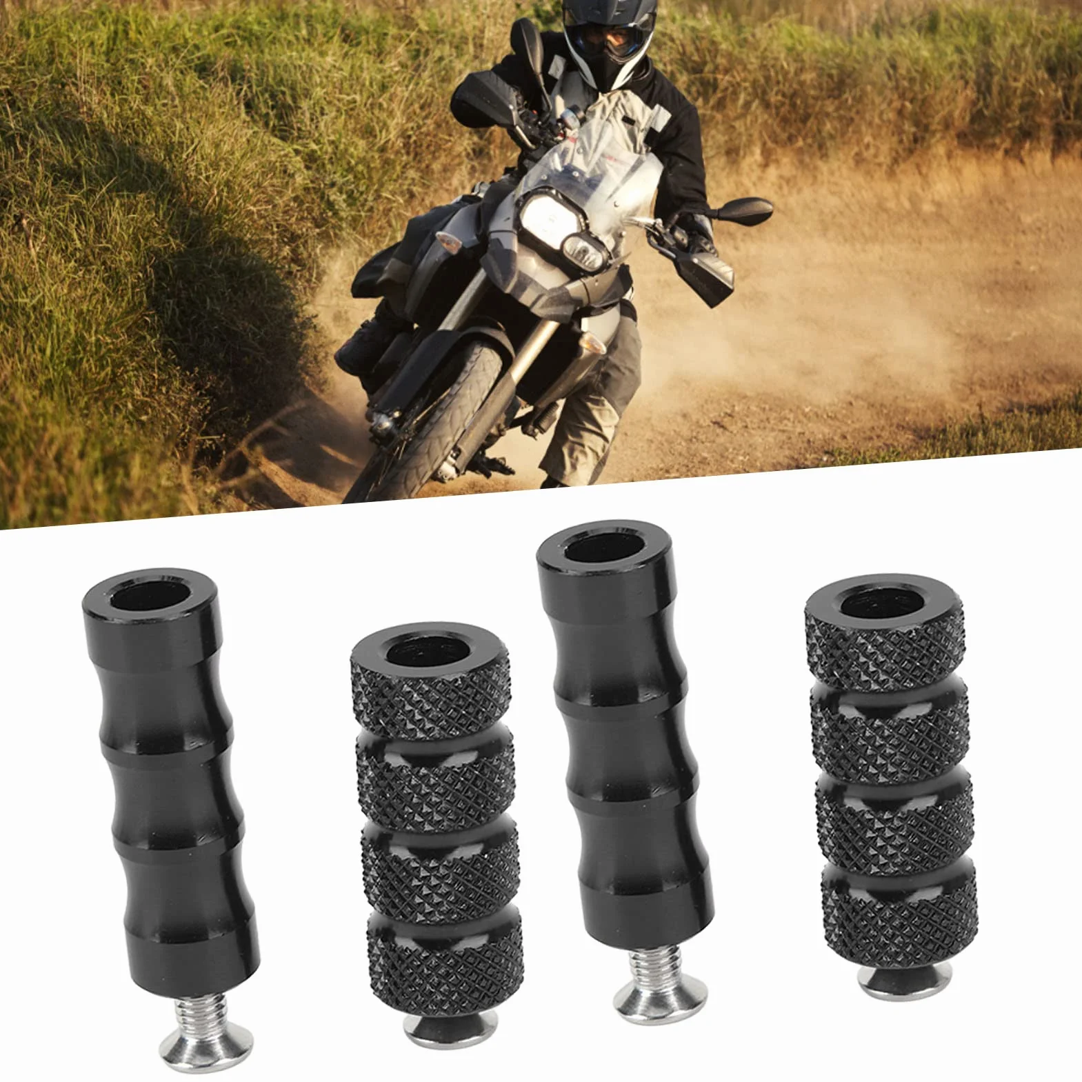 Palanca De Cambio Moleteada Para Motocicleta CNC, 2 Pares, Antideslizante, Palanca De Cambio De Marchas, Clavijas De Freno, Pedal, Reposapiés Delantero Con Orificio De 6mm Para Pernos (Black)