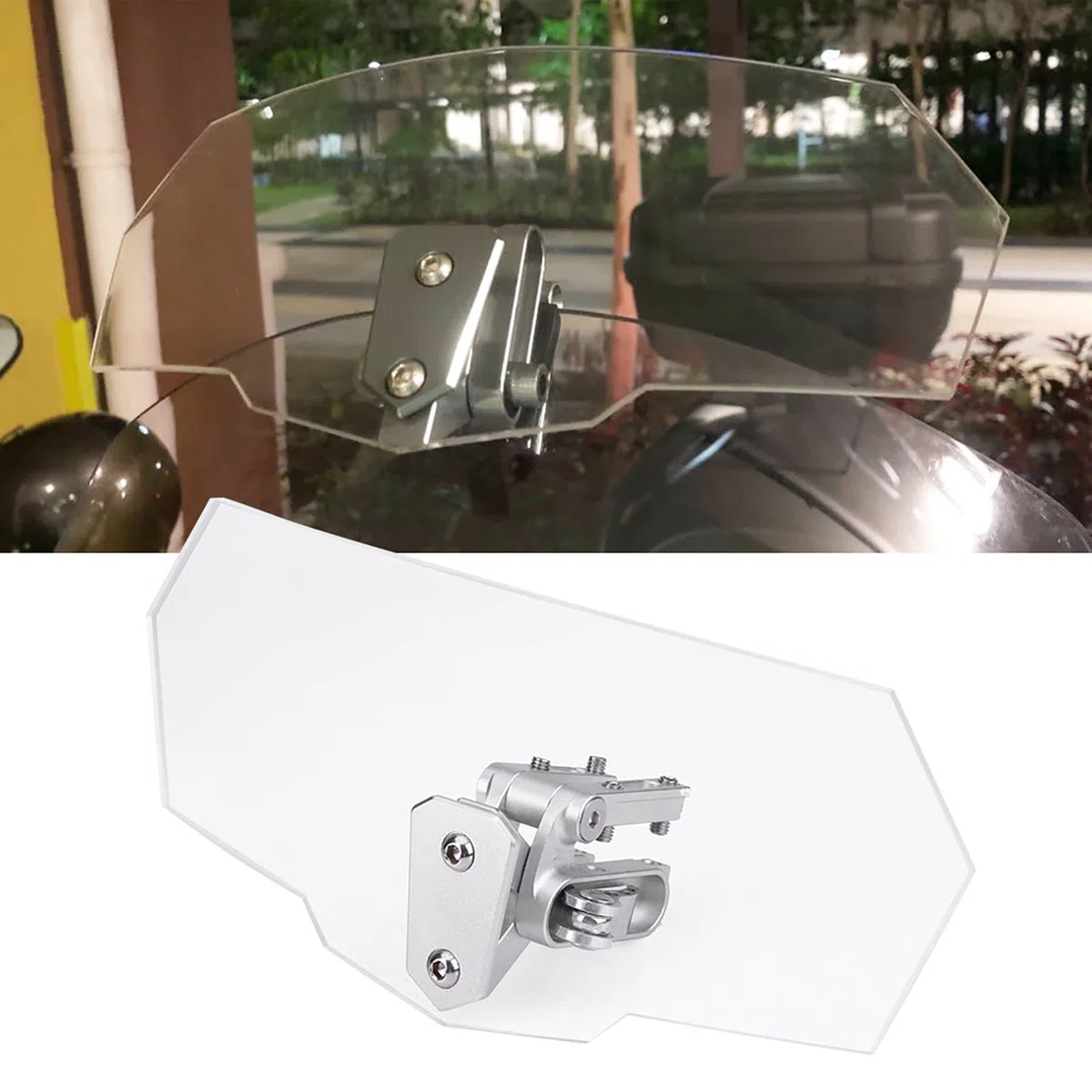 Parabrisas de Motocicleta, Deflector Cupula Moto Deflector de Viento Ajustable Clips para Motos de Alerón de Viento Universal Transparente para la Mayoría de Las Bicicletas