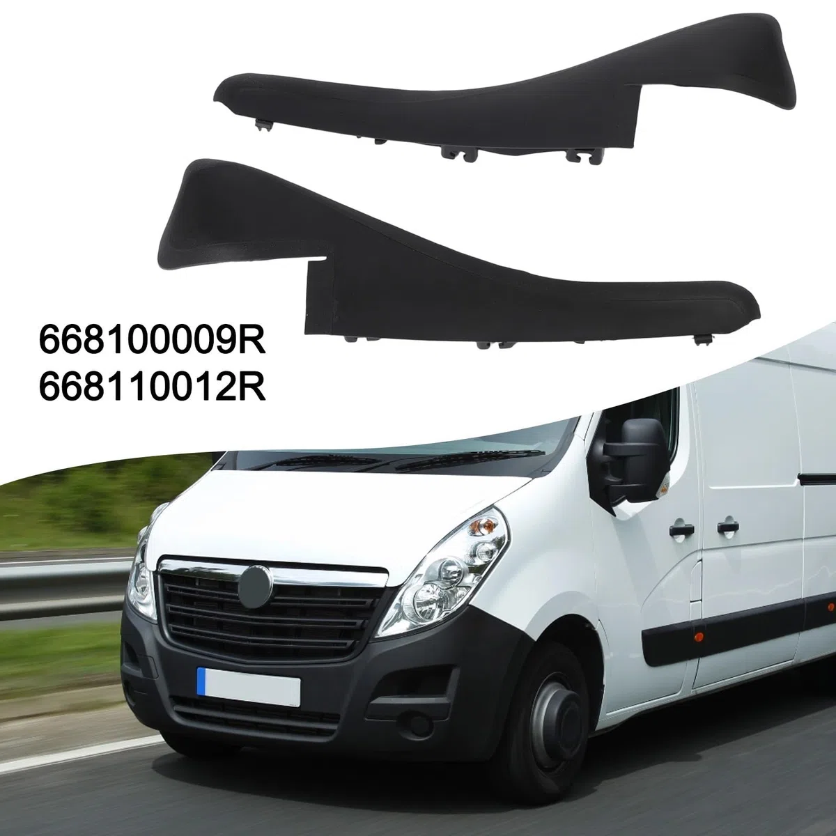 Tira lateral para rejilla de parabrisas de coche para MK3 para Movano NV400, material ABS para parabrisas delantero izquierdo + para RH 668110012R, color negro