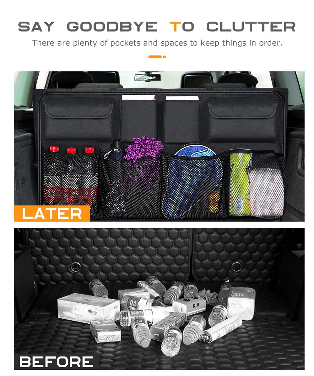Flaconi Organizador de Coche, Accesorios Interiores, Organizador de Maletero, Bolsa de Maletero, Adecuado para SUV, Coche Negro