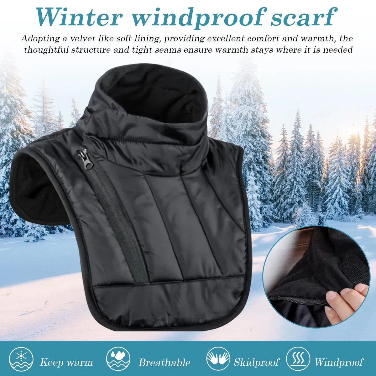 Calentador de cuello a prueba de viento para moto, ajustable, con cremallera y bolsa de almacenamiento, calentador de cuello y pecho para moto, equipo de invierno, para ciclismo al aire libre,