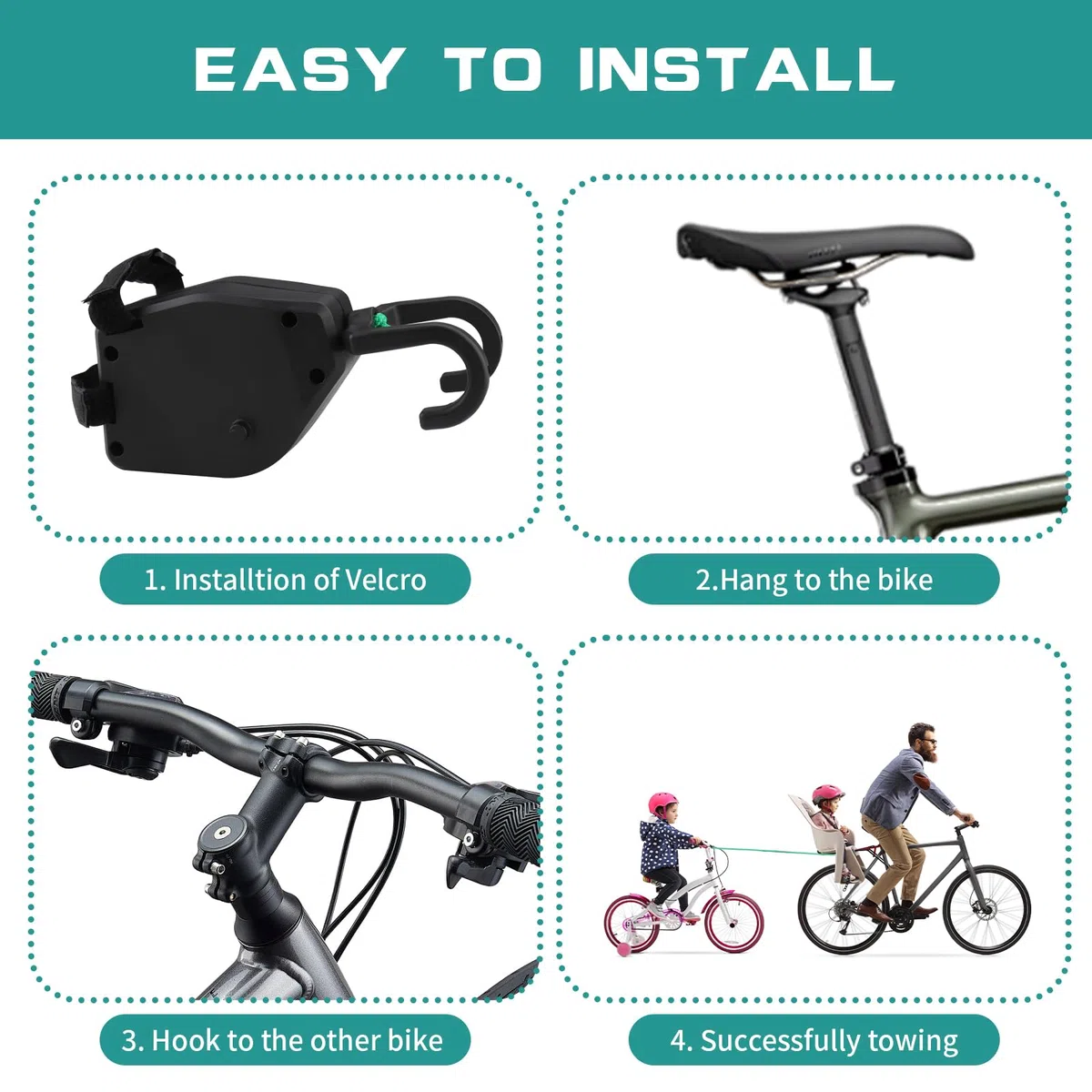 Cuerda de Remolque para Bicicleta Infantil, 2,5 M Retráctil Sistema Remolque Bici Capacidad de Carga de 500 Libras para MTB Niños, Bicicleta de Montaña