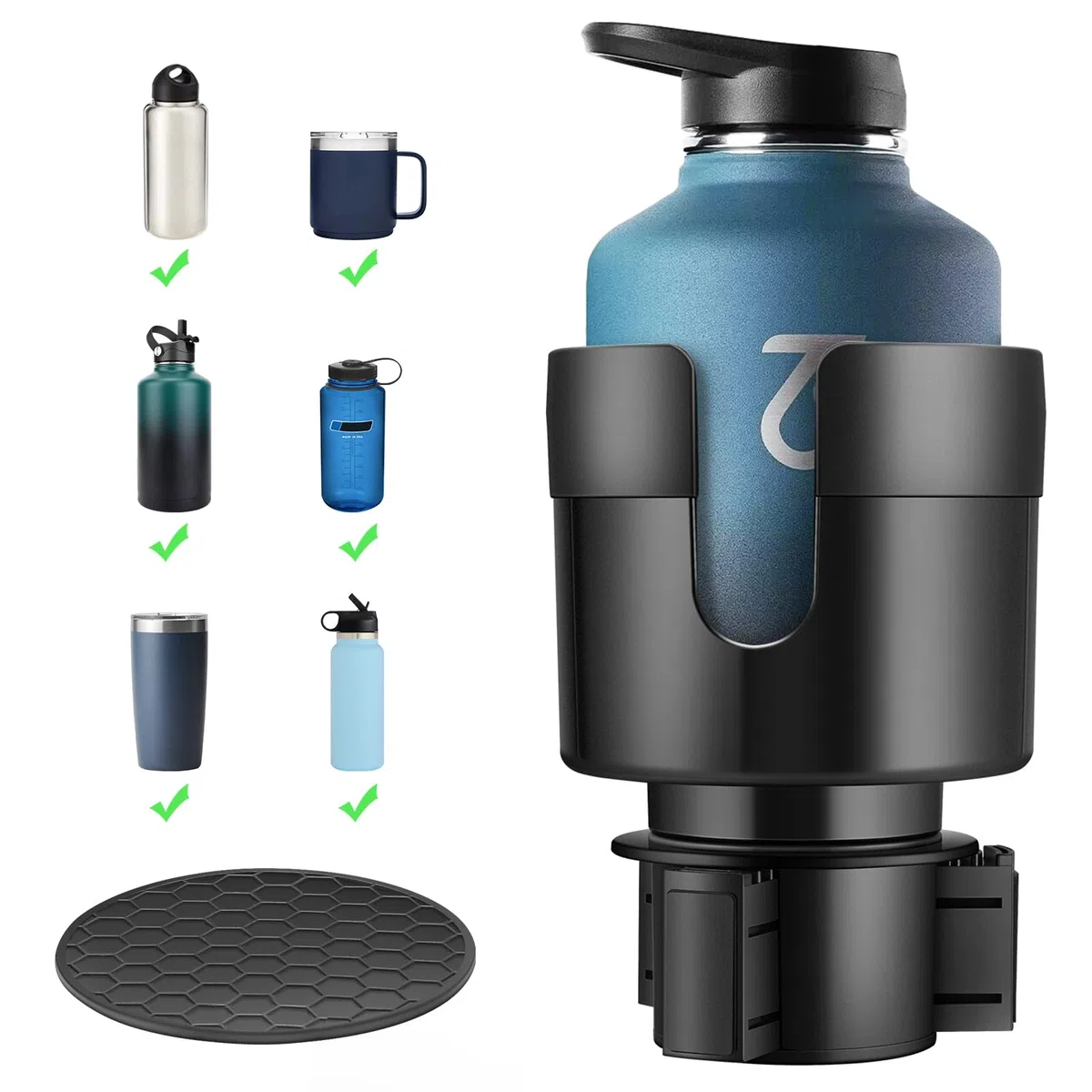 Adaptador expansor Yeti 24/36/46 oz, Hydroflask 32/40 oz, extensor de portavasos para coche con base ajustable