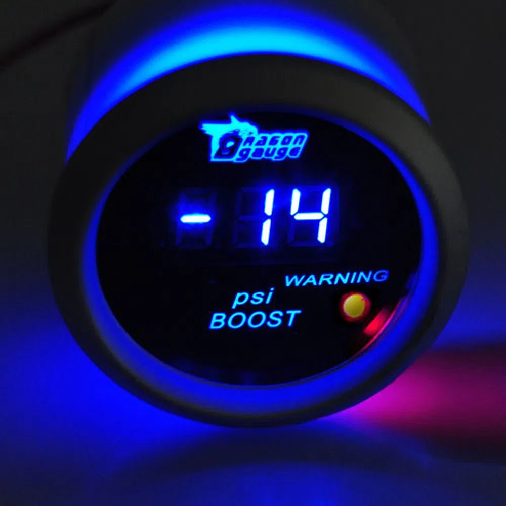 Universal Indicador de Impulso Turbo 2" 52mm Medidor Digital de Coche Luz LED Azul PSI Turbo Boost Calibre Turboalimentado Eléctrico Motor Equipo Instrumentos