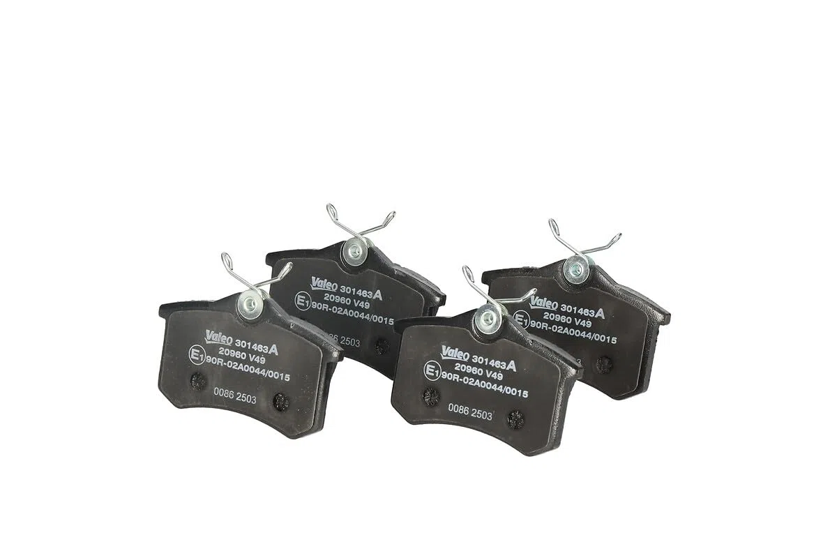 VALEO Pastillas de freno Expert 301463A, Juego de 4 pastillas, Eje trasero, Completamente equipado con accesorios montados - Certificación ECE-R90