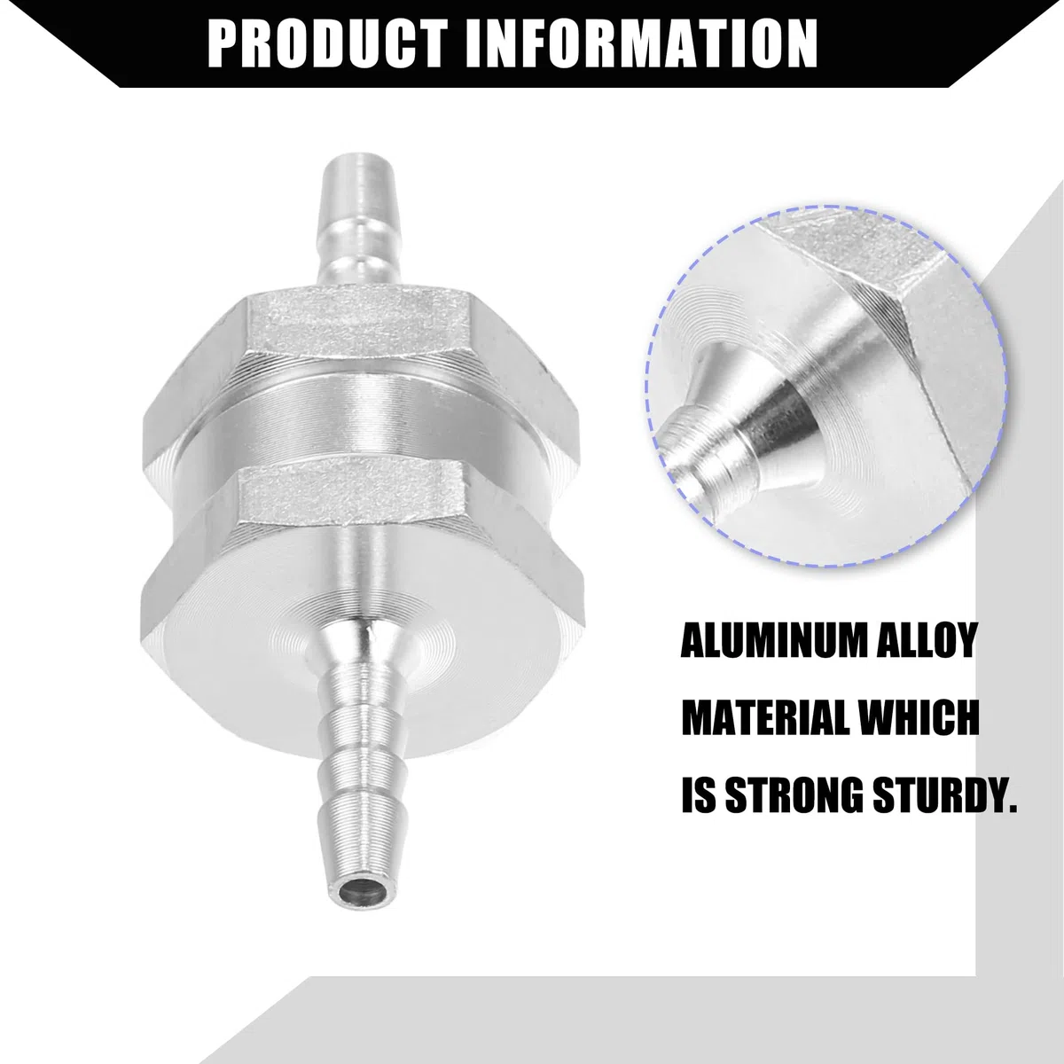 Válvula de Retención de Línea de Combustible/Válvula de Retorno Unidireccional Interna para Sistemas de Combustible/Aleación de Aluminio 5/32" 4mm OD / 2uds