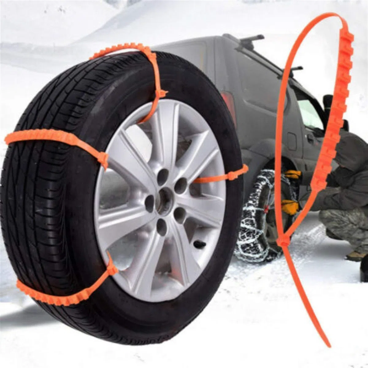 Cadena de Nieve para Coche Cadena de Nieve Antideslizante 10 Piezas Corbatas Antideslizantes para neumáticos de Coche Cadenas de Nieve Rueda de neumático de Coche Cable antidesliza