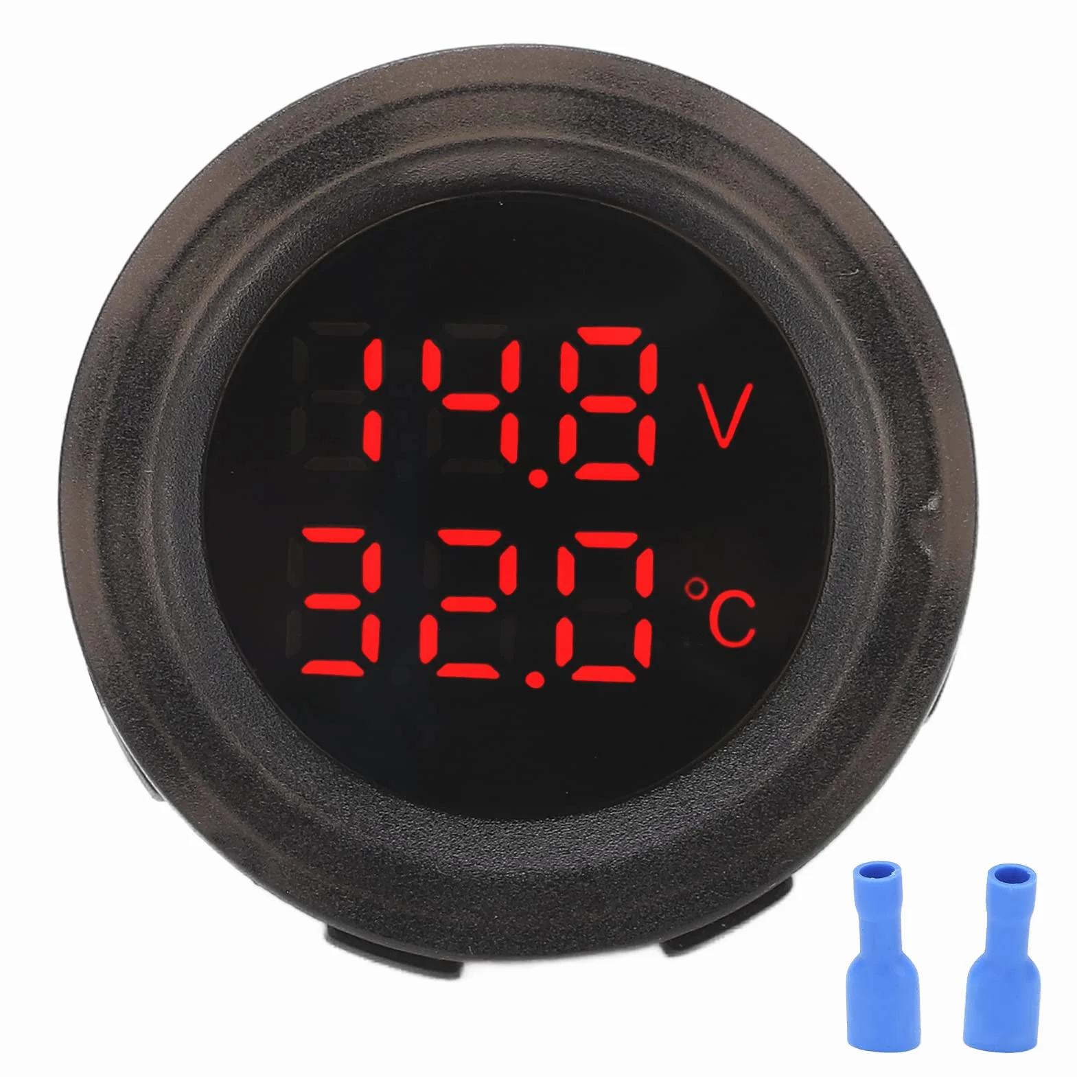 Medidor de Termómetro para Automóvil, 12V-24V Termómetro de Temperatura para Automóvil con Pantalla Dual Voltímetro Digital para Automóvil Impermeable Monitor de Temperatura Termómetro Detector