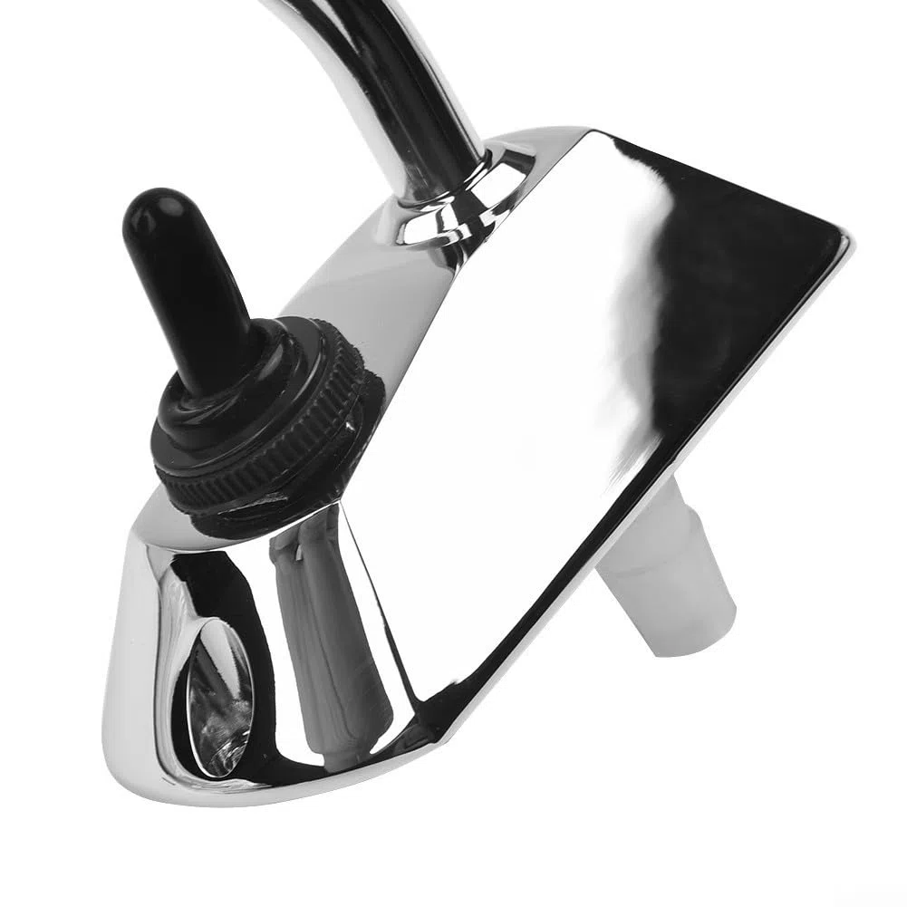 Grifo de bomba de agua eléctrico de 12 V con interruptor para caravana, barco y cocina de RV, base de aleación de zinc, boquilla oscilante de acero inoxidable, rotación de 360 grados