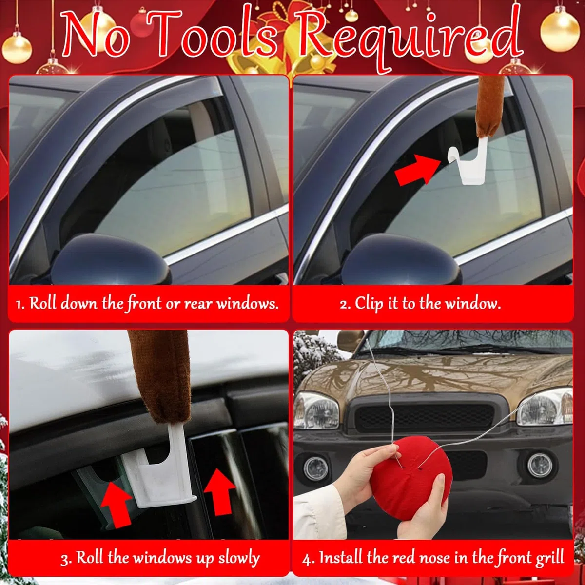 Reno Auto Set,Auto Deko Weihnachten,Auto Reno Kostü,Auto Weihnachtendeko mit Geweih,Weihnachtsschmuck Auto,Auto Rentiergeweih Rudolf für Auto,Fahrzeug Weihnachtsdekoration,Weihnachtsdeko Auto