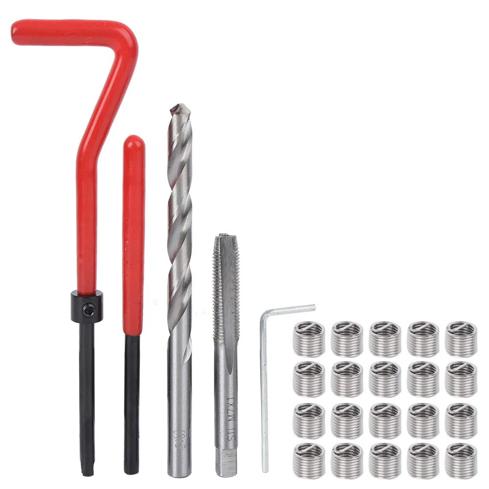 Kit de Reparación de Roscas, Juego de Insertos de Reparación de Roscas, Kit de Insertos de Reparación de Roscas M7 de 25 Piezas con Caja de Plástico Transparente para Maquinaria