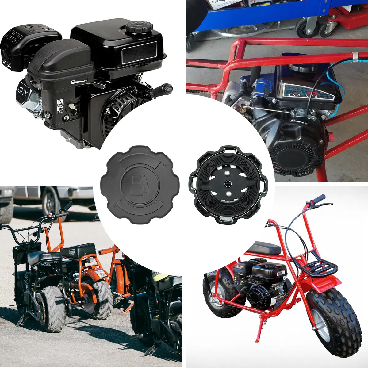 Tapa de tanque de combustible de gasolina 2 piezas para Honda 4HP-13HP GX160 GX200 Coleman CT200U Baja 97cc Doodlebug MB165 MB200 Mini Bike Predator 79 Go Karts Cubierta de motor Tanque