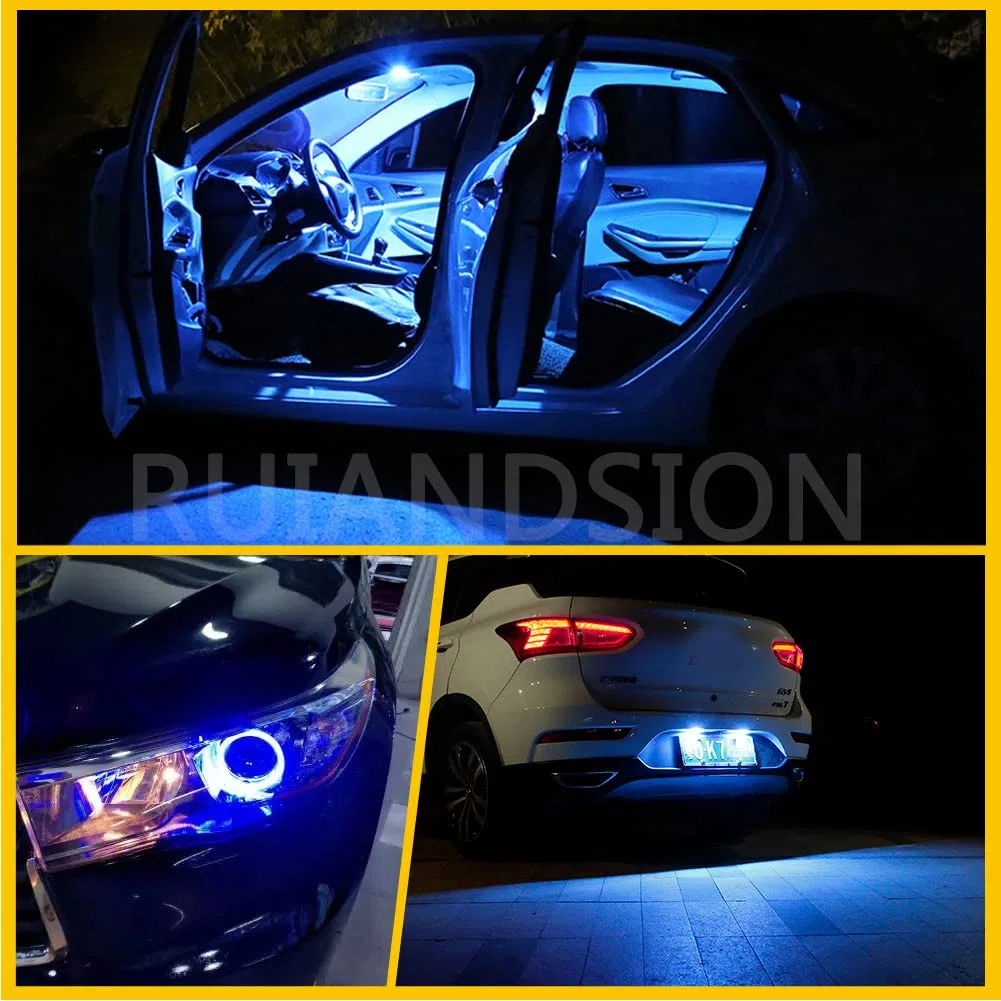 Ruiandsion 10 unids 194 bombillas LED azul 24 V 168 2825 T10 LED cuña bombilla reemplazo para puerta interior coche cortesía luces de matrícula