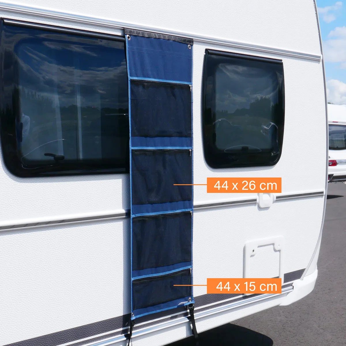 your GEAR Organizador para caravana – Estantería colgante/Barra de ganchos para autocaravana 45-140 cm | Variantes Bolsillo, Zapato, Tableta, Ancho, Malla, Gancho | Almacenamiento para camping 4-12