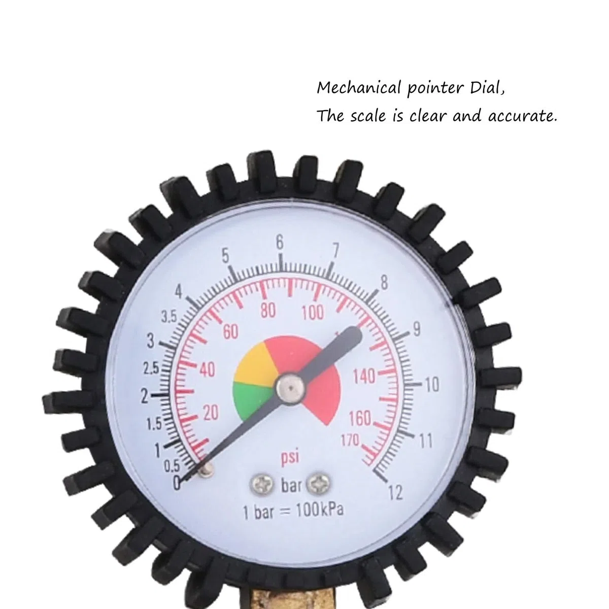 Inflador de aire comprimido 0-12 bar/170 PSI, manómetro de presión de neumáticos para coche, moto (gris)