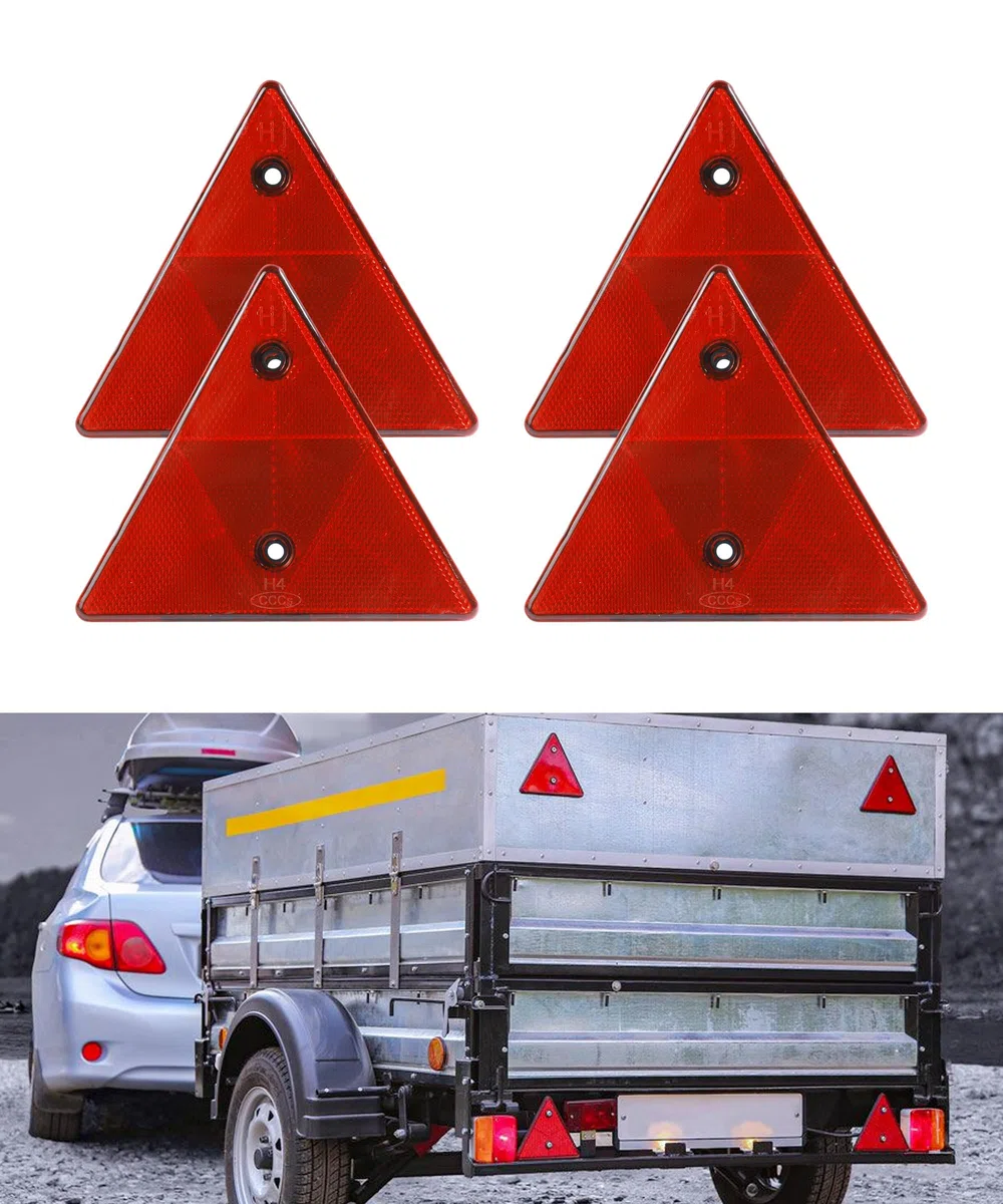 Flaconi 4PCS Triangulo de Remolque,Reflectores para Coche,Catadioptrico,Reflector Triangular,Remolque Triangular Reflectante,Triángulo Reflectantes para Automóviles,Remolques,Tractores,Camiones