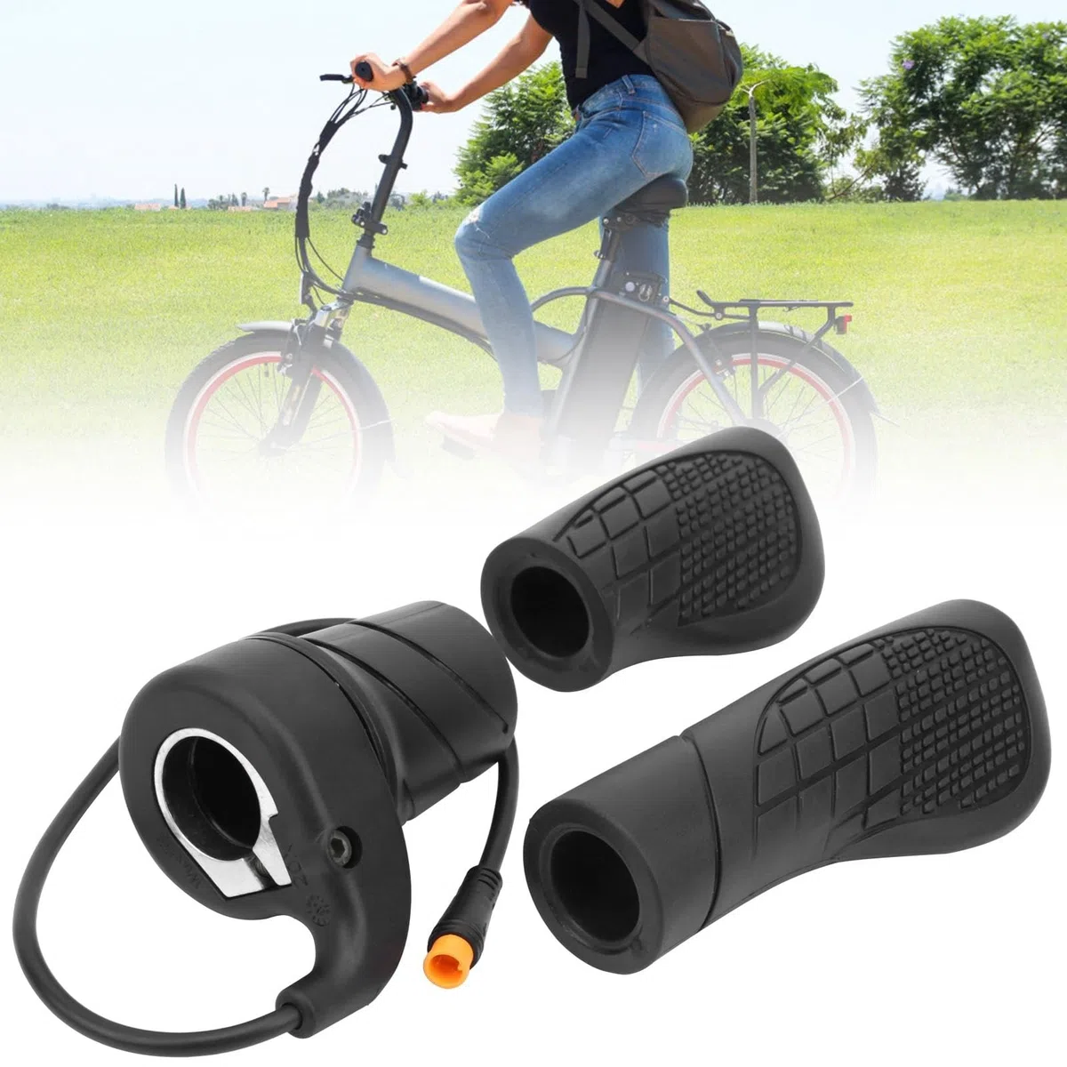 Nikou Acelerador de Medio Giro - Acelerador de Medio Giro Antideslizante para Bicicleta eléctrica Bicicleta de montaña Pieza modificada Junta Impermeable 20x