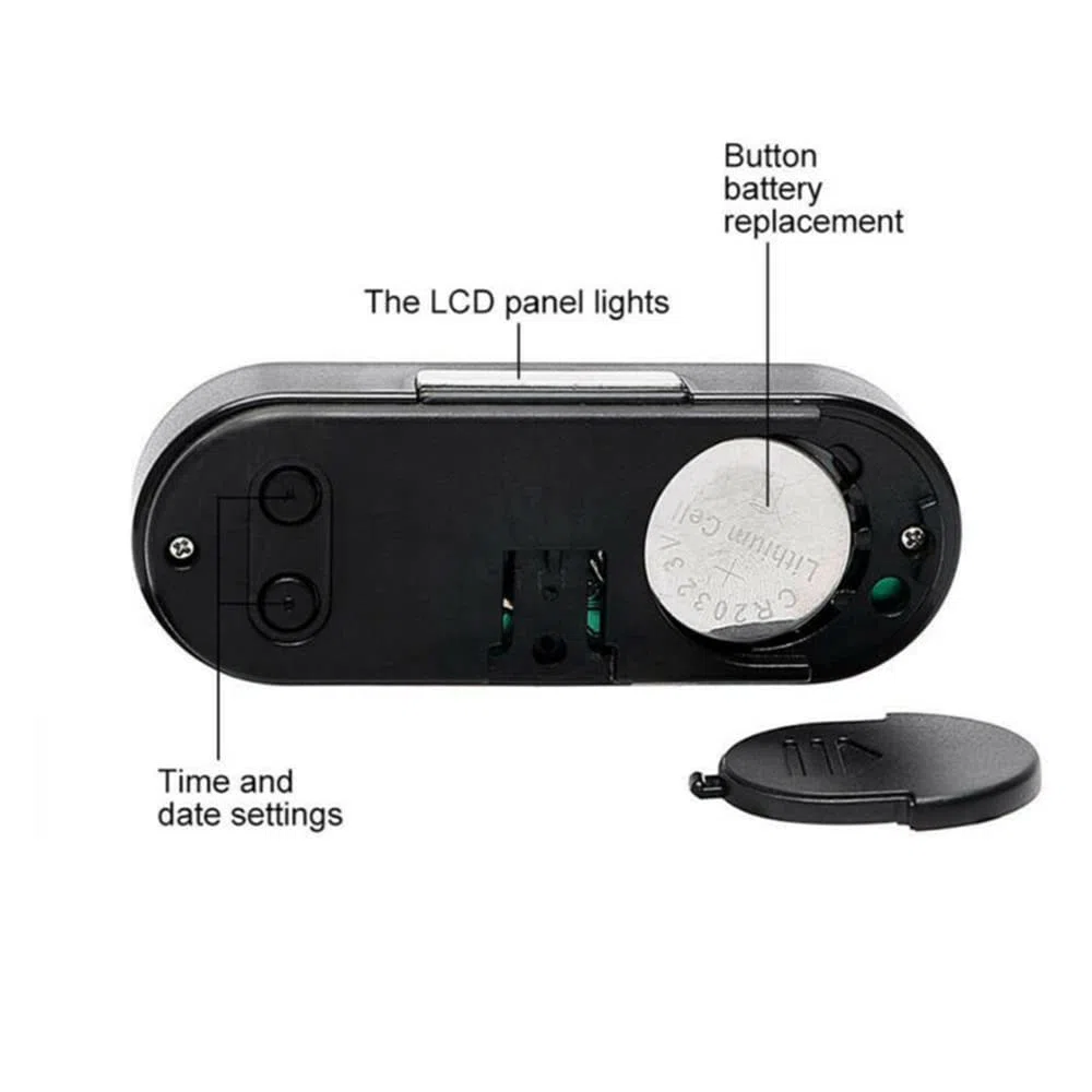 Riloer Reloj de temperatura digital LCD para coche con luz negra para coche, bicicleta, moto, camión