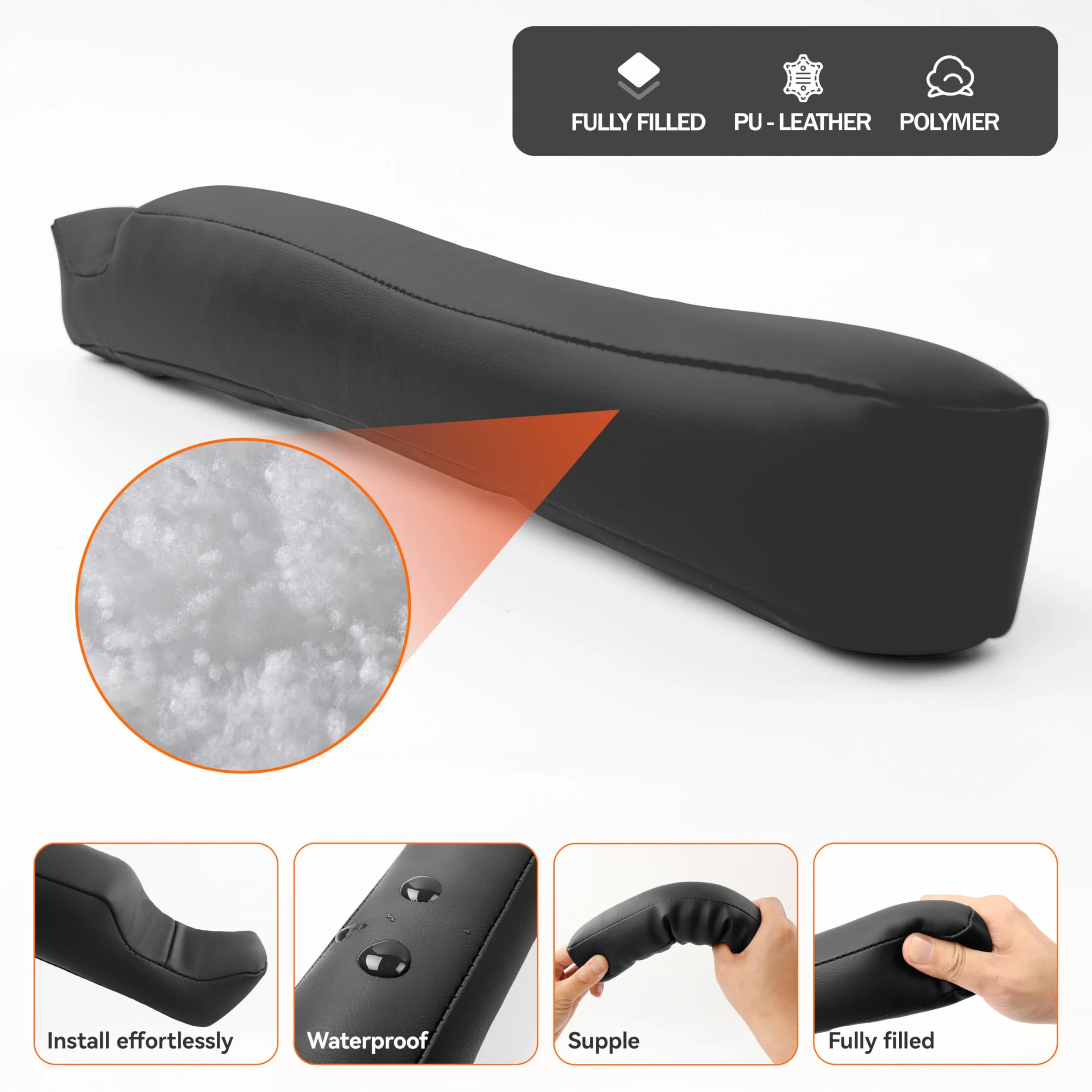 2 Piezas de Relleno de Piel sintética PU para Asientos de Coche, Almohadillas para Espacios y Ranuras, Organizador anticaída