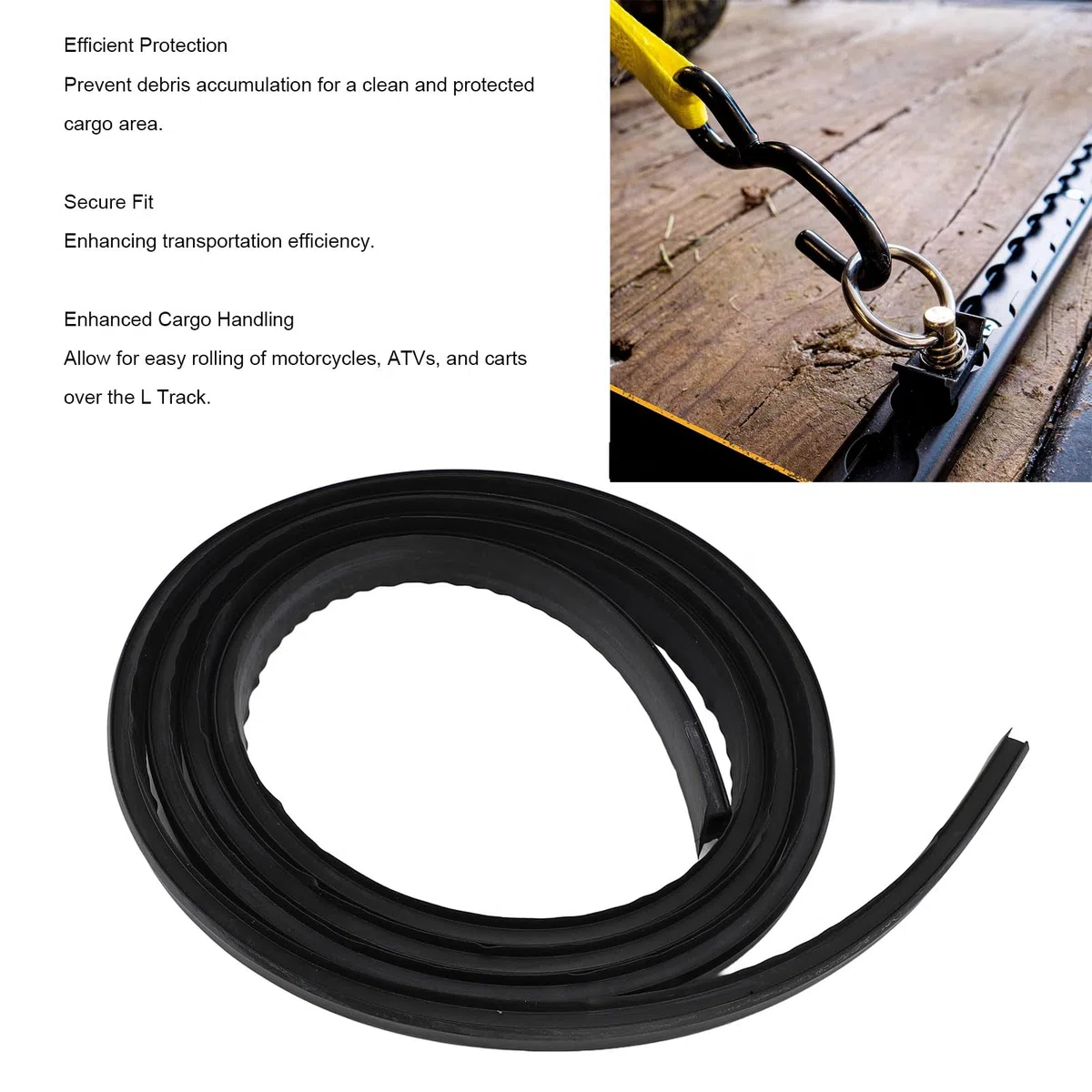 Ausla L Track Filler Rubber Rail Cover Strip 2m (6.56ft) Press-in Protective Strip for Motorcycle ATV Hand Cart Traducción Al español: L Tira de Cubierta de Goma para Relleno de Riel