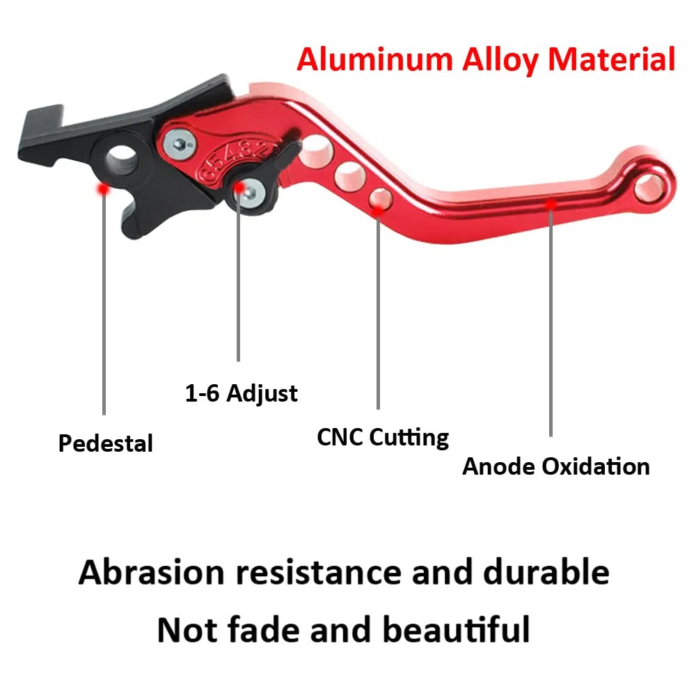 1 Par Palancas Embrague Freno de Motocicleta 22mm Manija de Palanca de Freno 7/8" CNC Aluminio Maneta de Embrague Palanca de Freno de Disco Doble Ajustable Universal Rojo