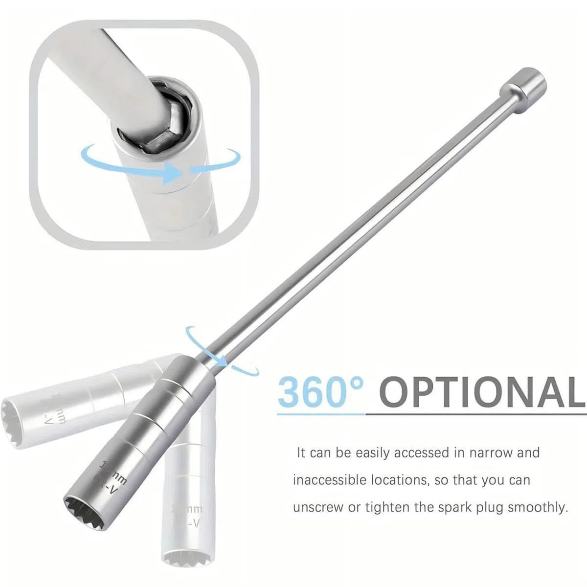 Juego 2 Piezas Llave Bujía Magnética 14mm 16mm, Llave de Bujías Giratoria 12 Puntos 3/8", Cambiar Bujías Fácil, Herramienta Extracción Universal para Coche, Moto, Cortacésped, Pozos Profundos (B)
