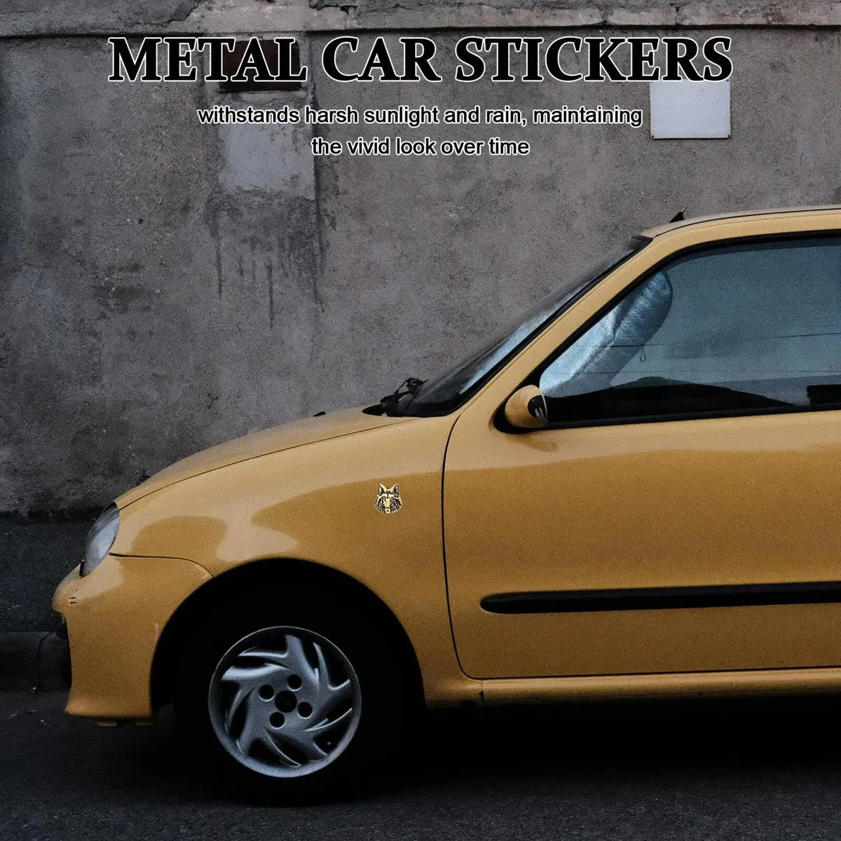 Pegatina Metálica 3D para Coche, Diseño Cabeza de Animal Dorada, 2 Piezas, Calcomanía Decorativa Resistente Intemperie para Parachoques y Carrocería, para Ocultar Rayones