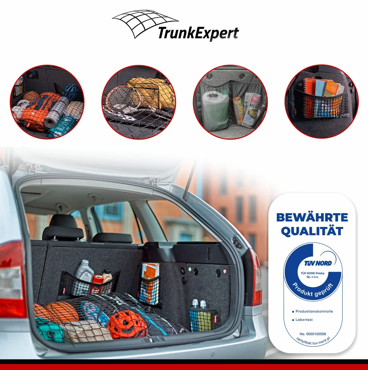 Bolsa de Malla Universal para Maletero con Fuertes Tiras de Cierre de autoadherente para Coche, Maletero, Bolsa organizadora de 20 cm x 50 cm, Bolsa de Malla, Red de Equipaje, 2 Piezas
