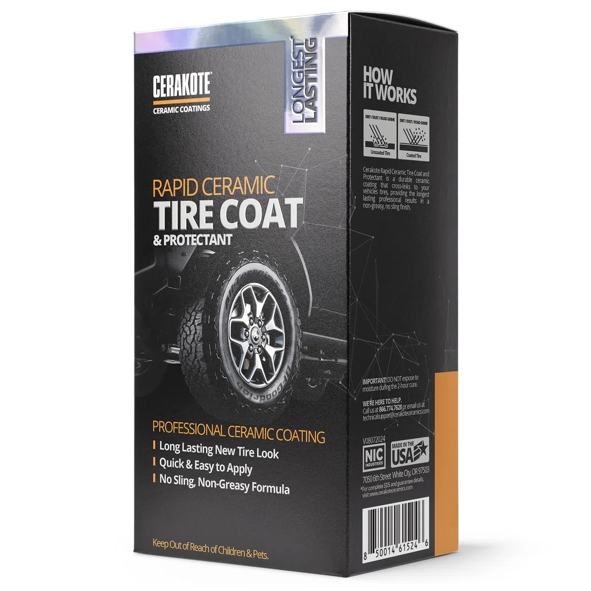 CERAKOTE Rapid Ceramic Tire Coat – Pulido de neumáticos de cerámica de secado rápido – Acabado negro profundo para neumáticos – Dura hasta 10 veces más – Recubrimiento cerámico para neumáticos sin