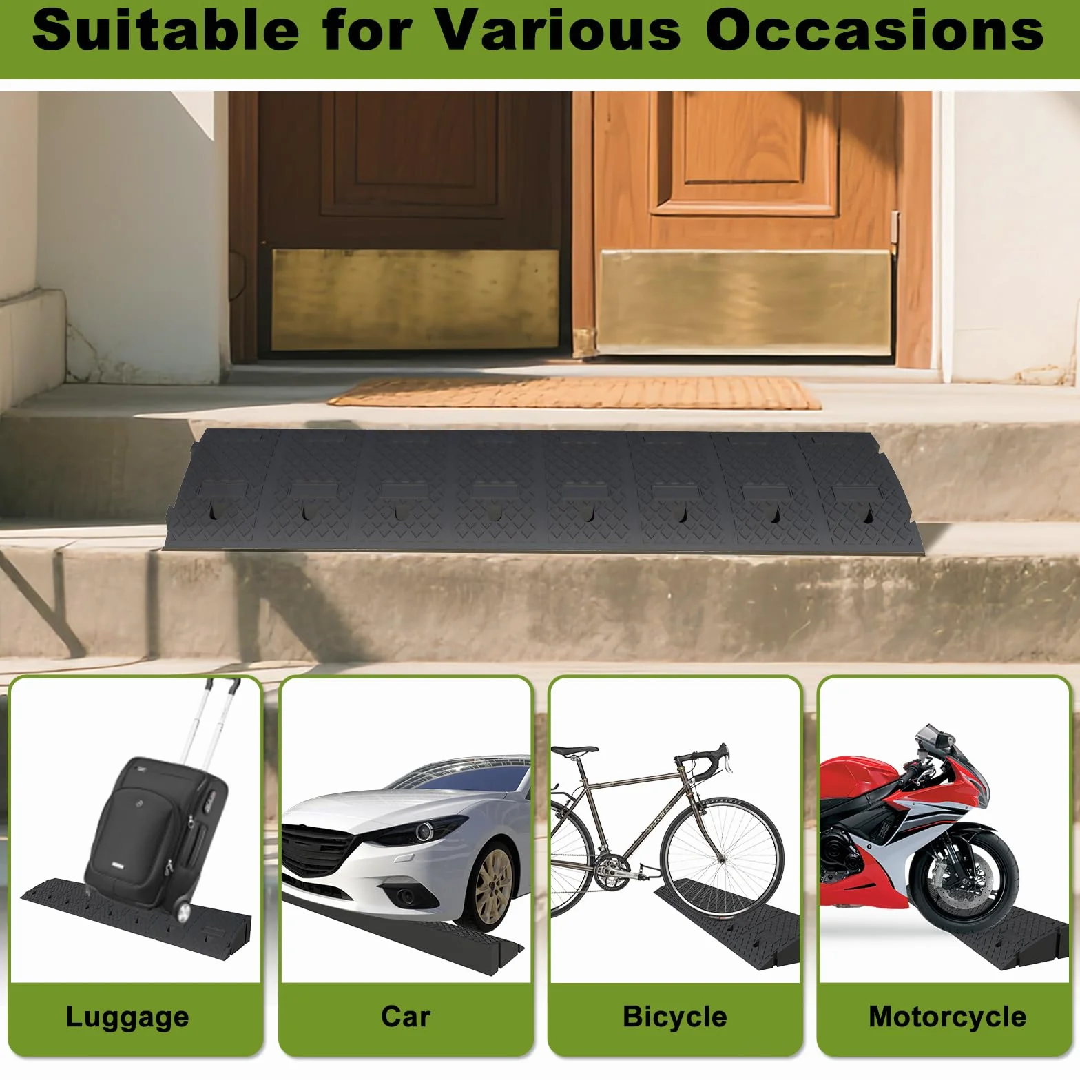Rampas de Carga, Portátil Antideslizantes Rampas de Bordillo de Plástico para Escalones, Rampas De Umbral Ligeras para Scooter Caravana Acera Silla Ruedas Bicicleta Motocicleta