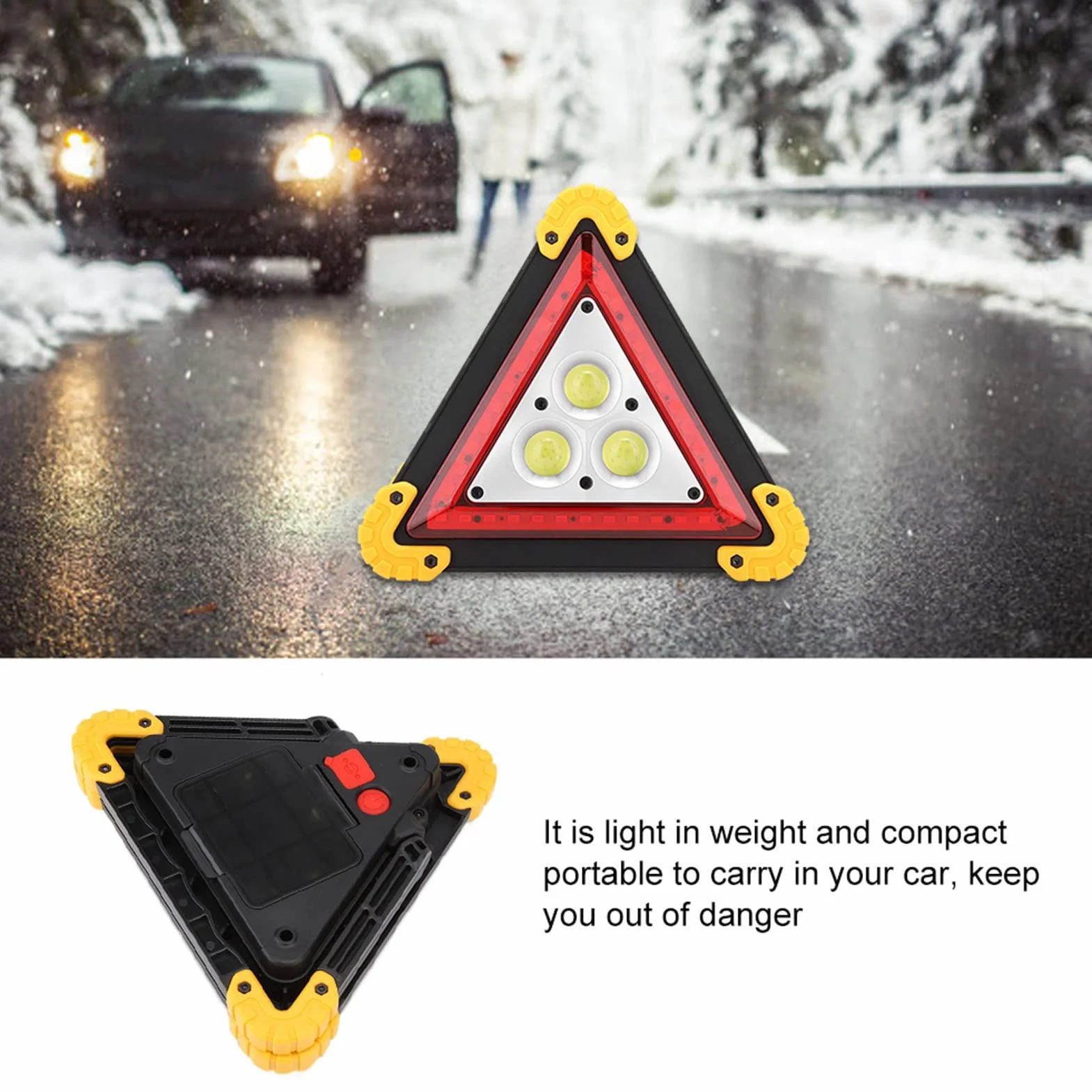 TriáNgulo Luz Emergencia, LED Roja Triángulo de Advertencia para Coche, Señal de Parada Triangular de Seguridad de Emergencia para Avería de Coche Multifunción de 30W, para Advertencia de Emergen