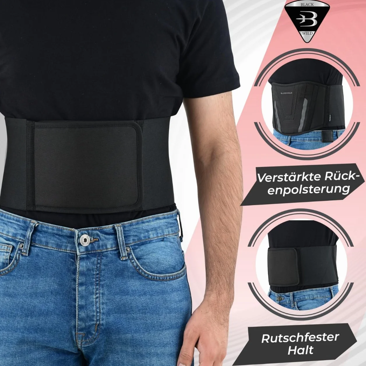 Blackwild - Cinturón lumbar para moto, para hombre y mujer, color negro