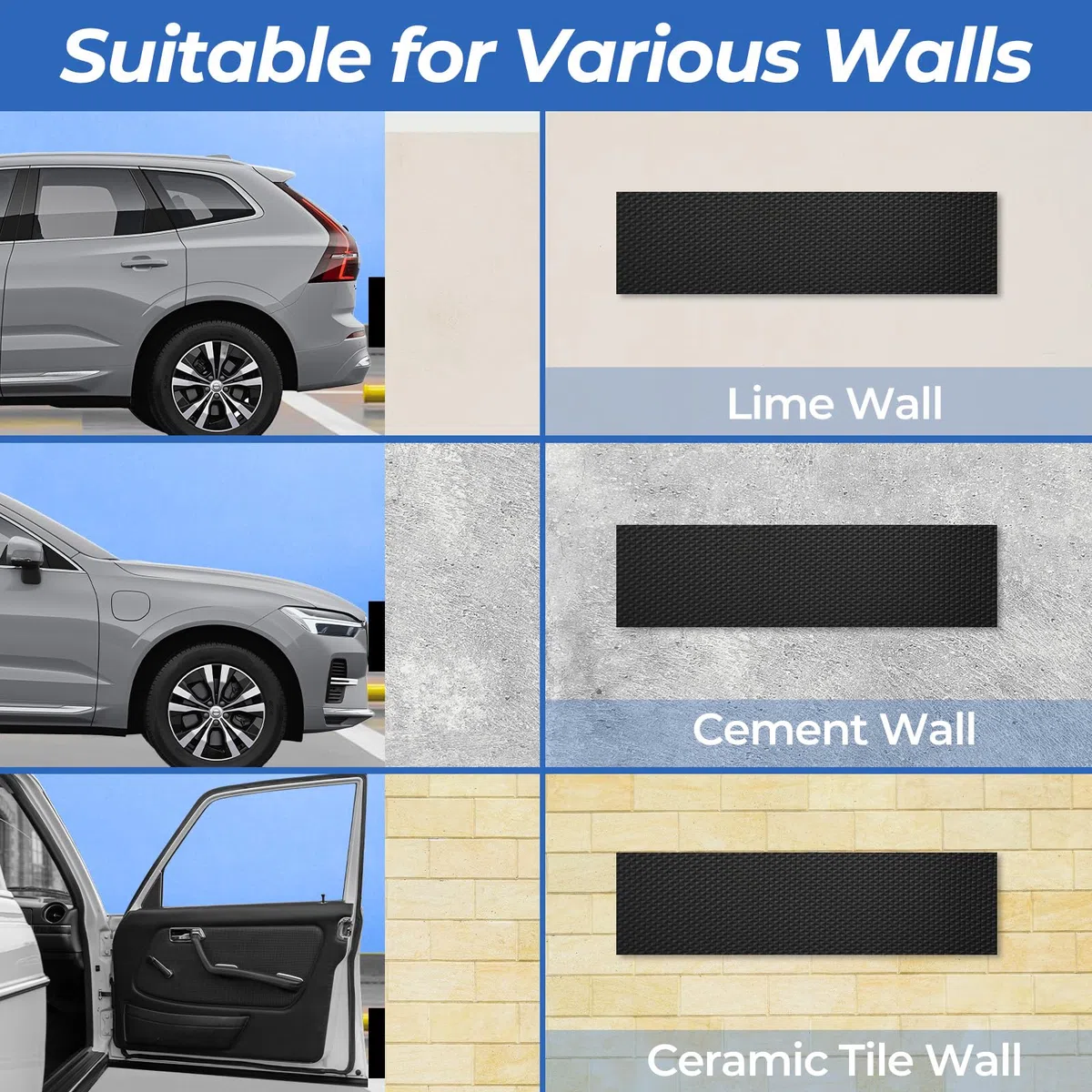 2 protectores de pared de garaje, espuma autoadhesiva, 2 m x 20 cm x 4 mm, protección para puerta de garaje, protección de pared, garaje, autoadhesivo, para puertas de coche, garajes y