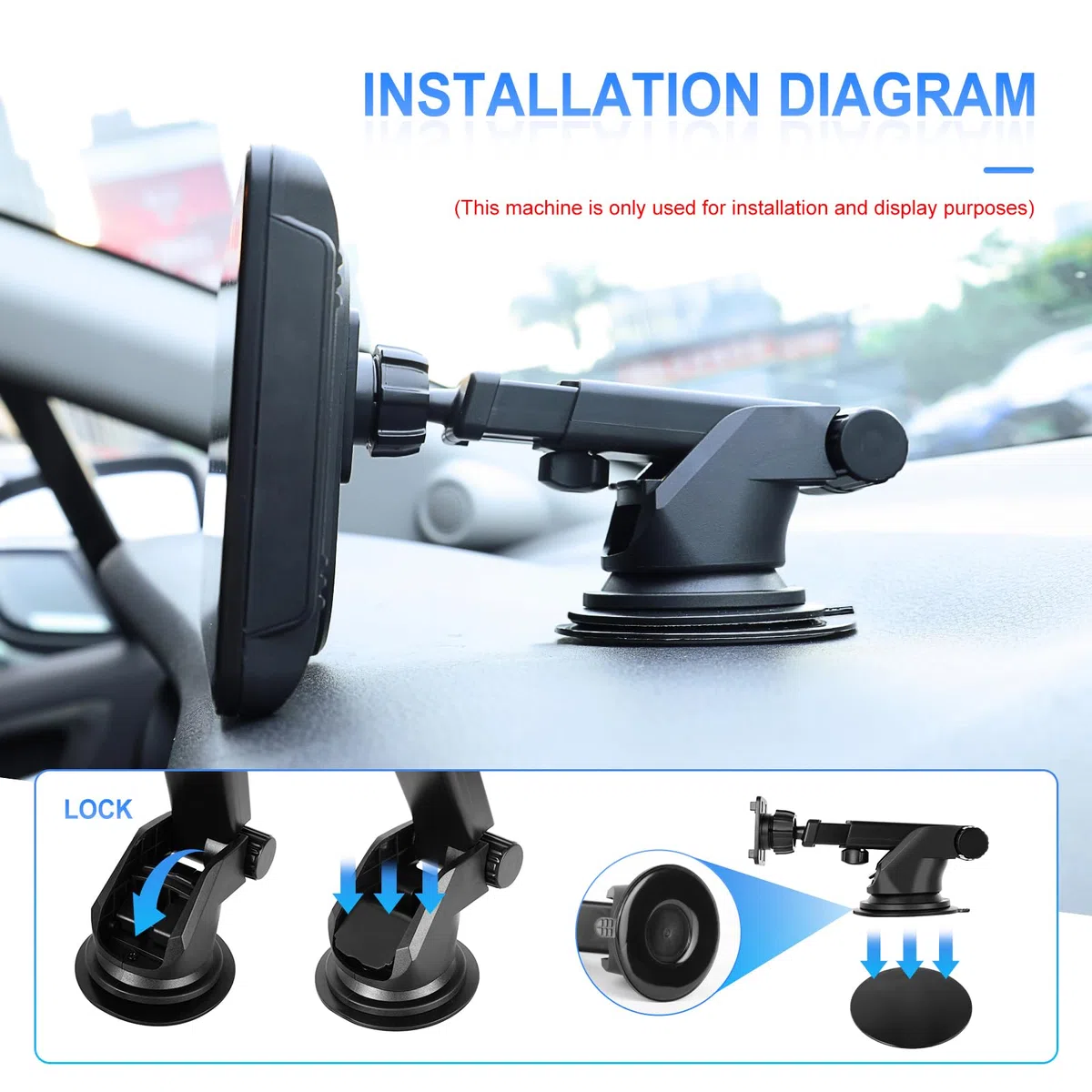 Hodozzy Soporte de Ventosa Flexible para Parabrisas y Salpicadero para Autorradios Portátiles de 6,8/7/9/9,3/10,26 Pulgadas, para Pantalla Carplay portátil Android Auto para Coche