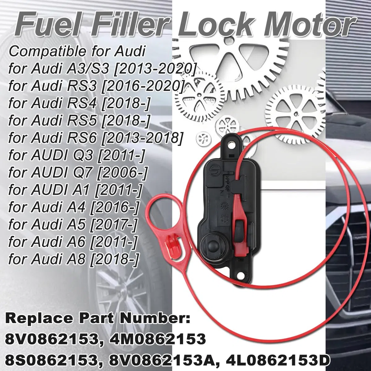 ZAMDOE 8V0862153 Actuador de Bloqueo de Puerta de Aleta de Combustible para Au.di A1 A3 A4 A5 A6 A7 A8 Q3 Q7 RS3 RS4 RS5 RS6 4L0862153D Actuador de Bloqueo de Liberación 4M0862153