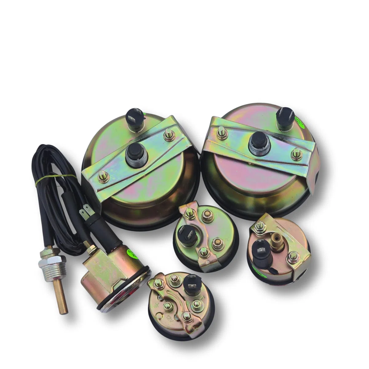 Smiths - Kit de calibre 6 - Velocímetro de 100 mm (KMPH) + tacómetro, temperatura eléctrica, presión de aceite 50 PSI, amperio, combustible - esfera negra, bisel cromado - Juego de medidores clásicos