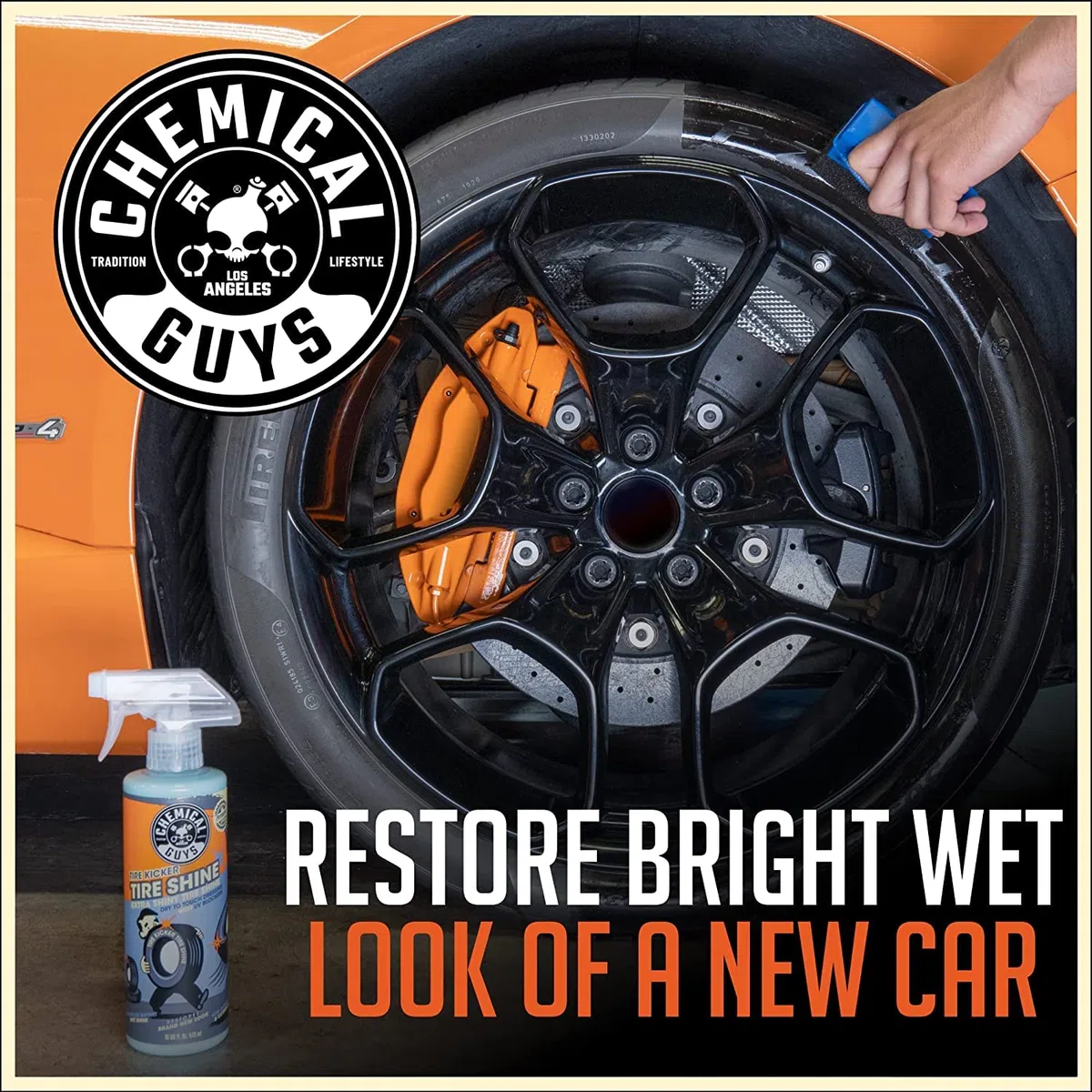 Chemical Guys Abrillantador de Neumáticos Tire Kicker Extra Shiny Tire Shine 473 ml. Restaura y Mejora el Aspecto de los componentes de Goma, Vinilo y plástico.