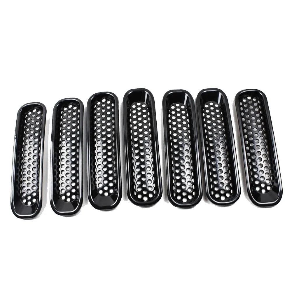 Cubierta de rejilla delantera para modelos Jeep JK Wrangler e Infiniti, repuesto para automóviles en negro con chapado en plata, parte exterior de plástico ABS para automóvil, 13.6 x 6.4 x