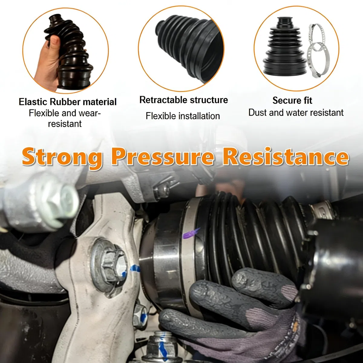 Funda protectora universal para eje de transmisión automotriz con abrazaderas de metal, manguito de eje de eje duradero, fuelle elástico de goma para el mantenimiento de la mayoría de los vehículos