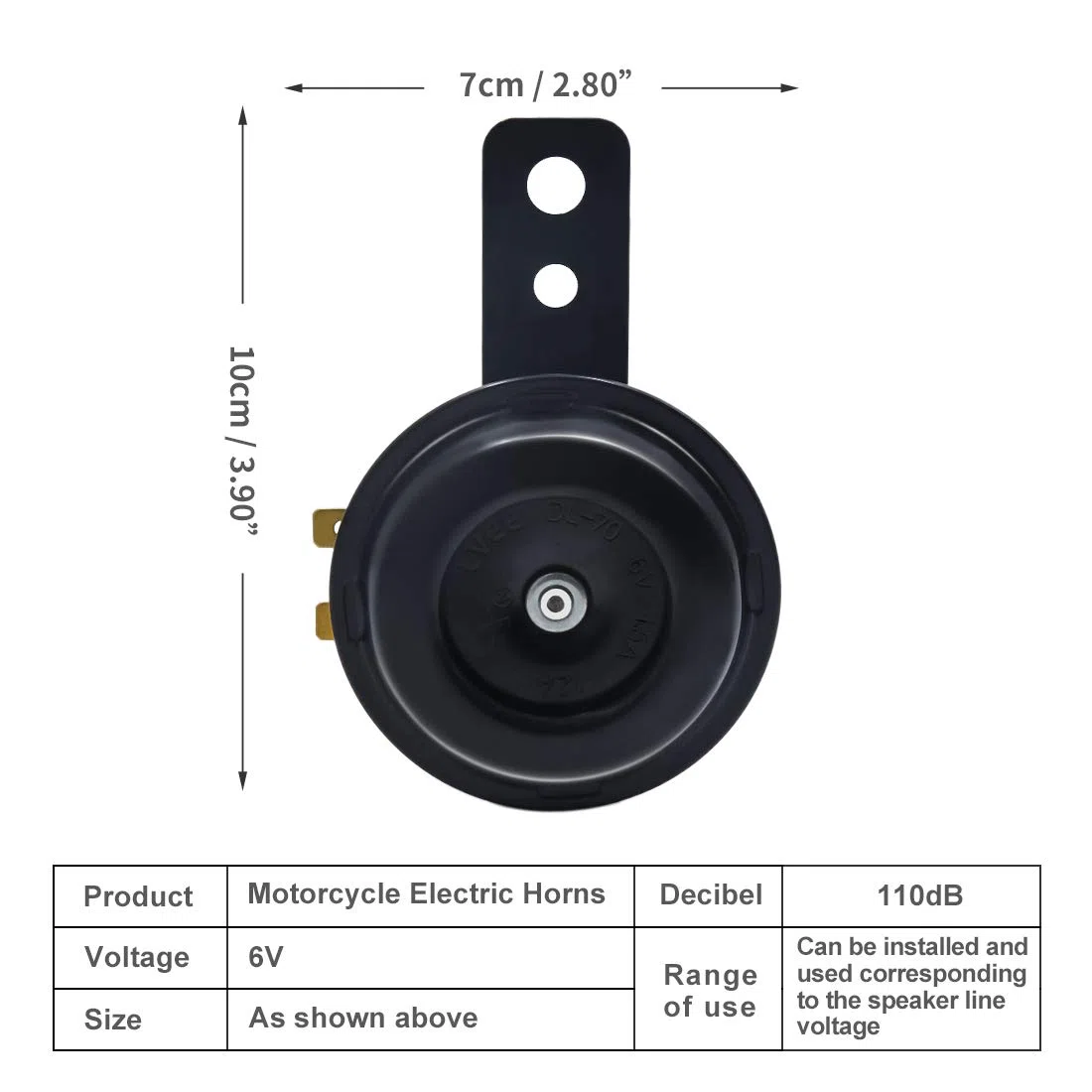 sourcing map 6V 1,5A 110dB Claxon Eléctrico Trompeta Fuerte Bocina de Metal Negro para Motocicleta