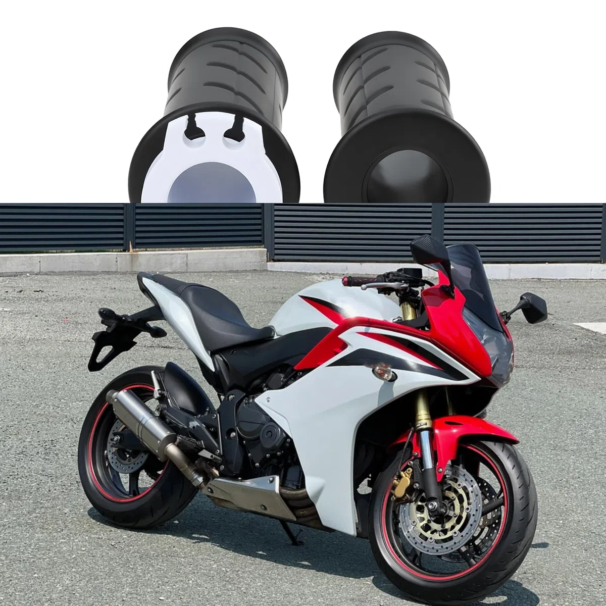 OTOTEC 1 Par de Puños para Manillar de Motocicleta de 22 Mm con Posiciones de Montaje de Cable Compatible con Honda CBR600F CBR600RR CBR1000RR