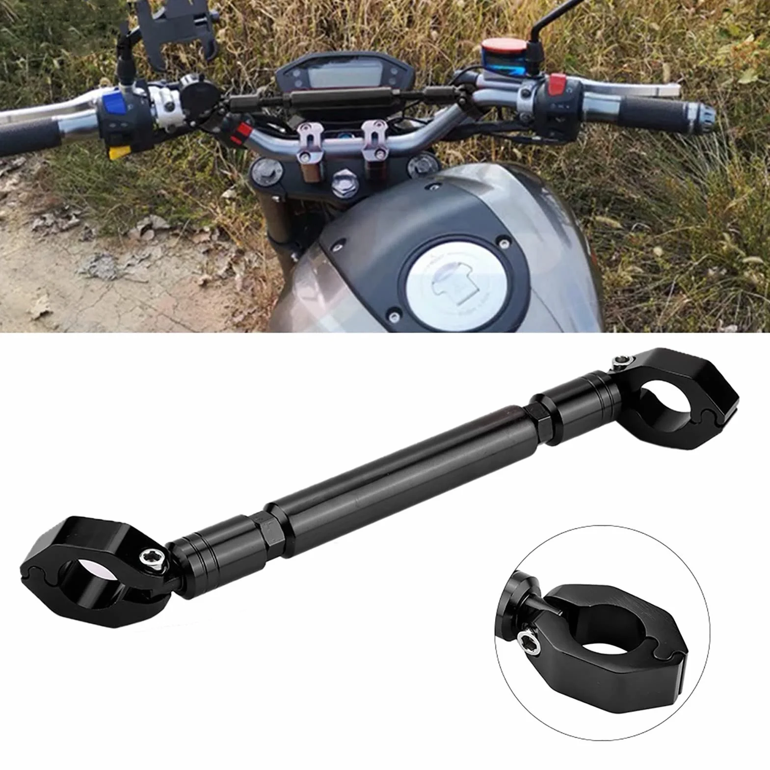 Barra de equilibrio universal Ymiko 22mm manillar moto aleación de aluminio negro