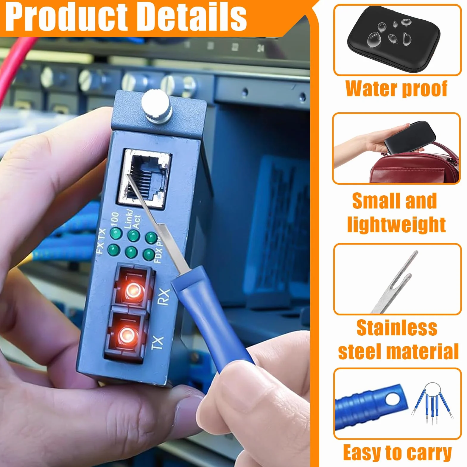 30 Piezas Kit Herramientas Eliminacion Terminales con Caja Protectora, Set Herramienta Extracción Pines Cable Coche, Juego Desmontaje Desbloqueo Automóviles para Mayoría Terminales Conector (Azul)