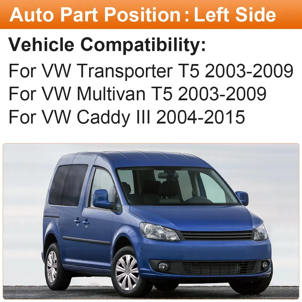 SENZEAL Cristal de Espejo Izquierdo Lado del Conductor Calefactado con Placa de Soporte para VW Transporter T5 Multivan T5 2003-2009 Caddy 3 2004-2015 (Izquierda)
