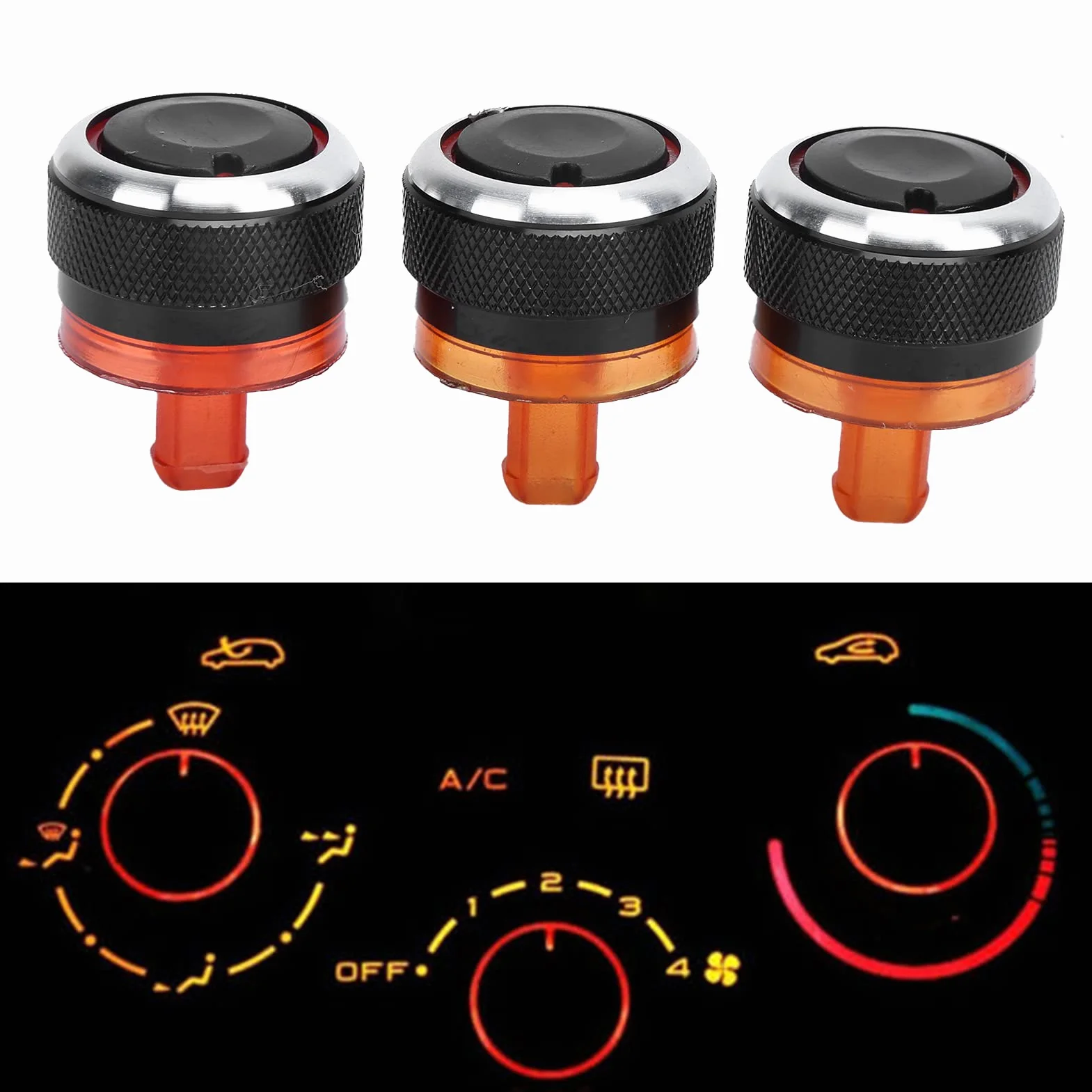 Interruptor del aire acondicionado, reemplazo del botón del calentador de la perilla del interruptor de control del ventilador de CA del aire acondicionado del coche 3pcs