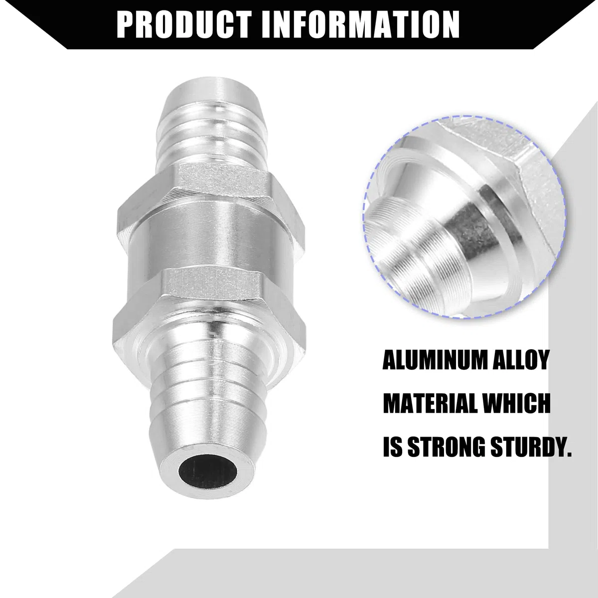 Válvula de Retención de Línea de Combustible/Válvula de Retorno Unidireccional Interna para Sistemas de Combustible/Aleación de Aluminio 5/8" 16mm OD / 2 Unidades