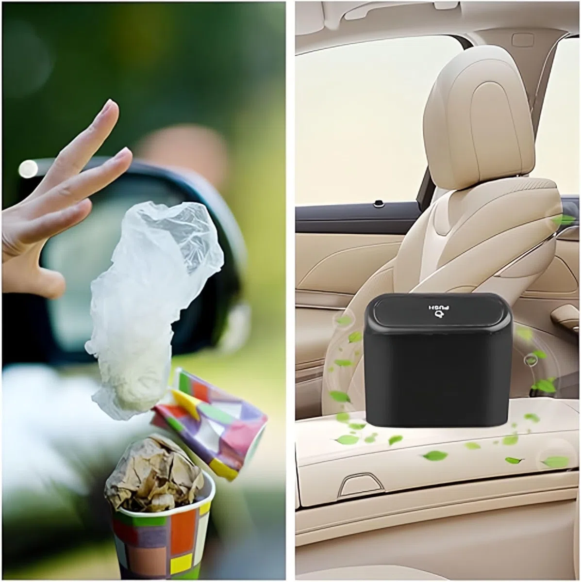 Papelera Coche para Mini Aceman 2025 2024, Cubo de Basura Mini Contenedor de Residuos con Tapa Accesorios Interior Automóvil Impermeable Negro Portátil