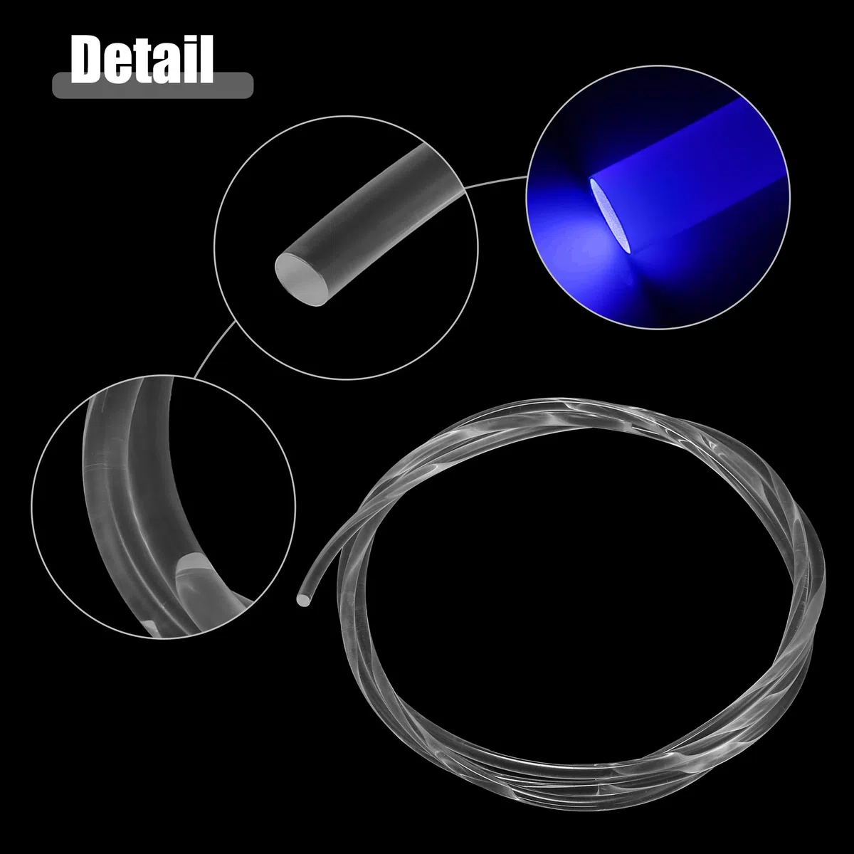 QUARKZMAN Cable de Fibra Óptica Luminosa De 1,5 M Y 4 mm con Iluminador Led Azul - 2 Unidades
