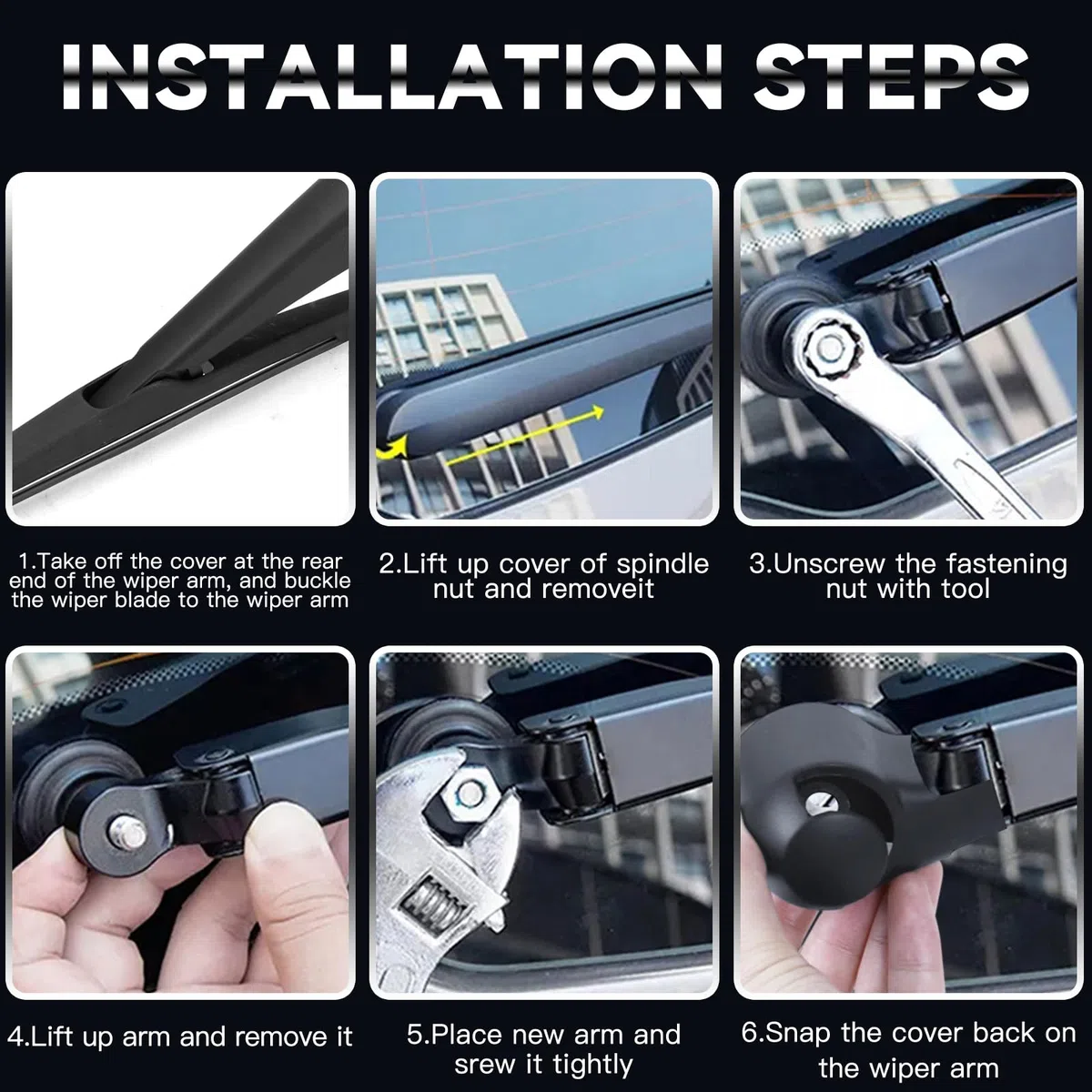 Limpiaparabrisas de Ventana Trasera Compatible con Smart Fortwo 453 2014-2025, Juego de Cuchillas y Limpiaparabrisas del Parabrisas